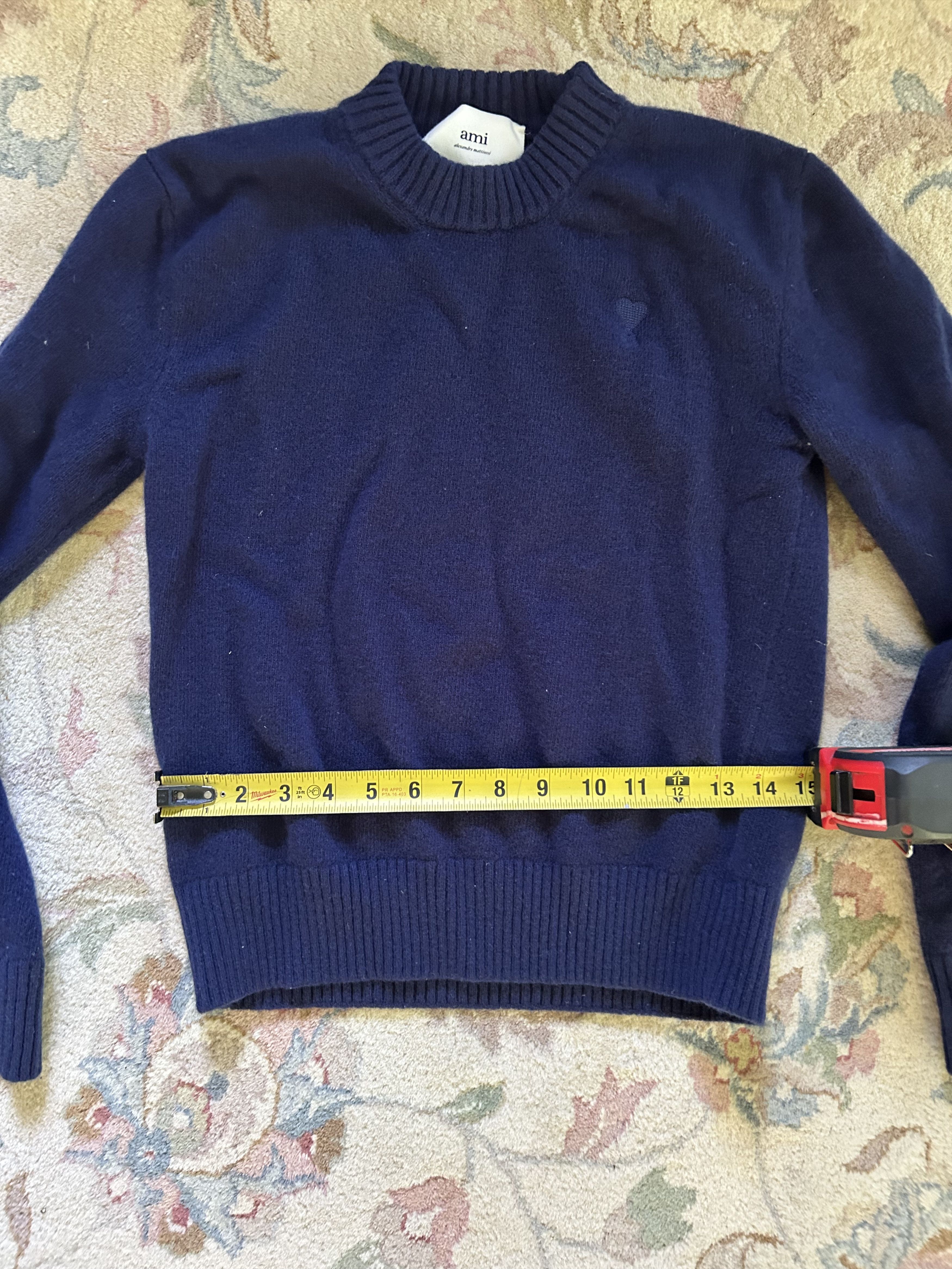 AMI AMI Paris Navy Cashmere Ami de Cœur Sweater Size M / US 6-8 / IT 42-44 - 6 Thumbnail