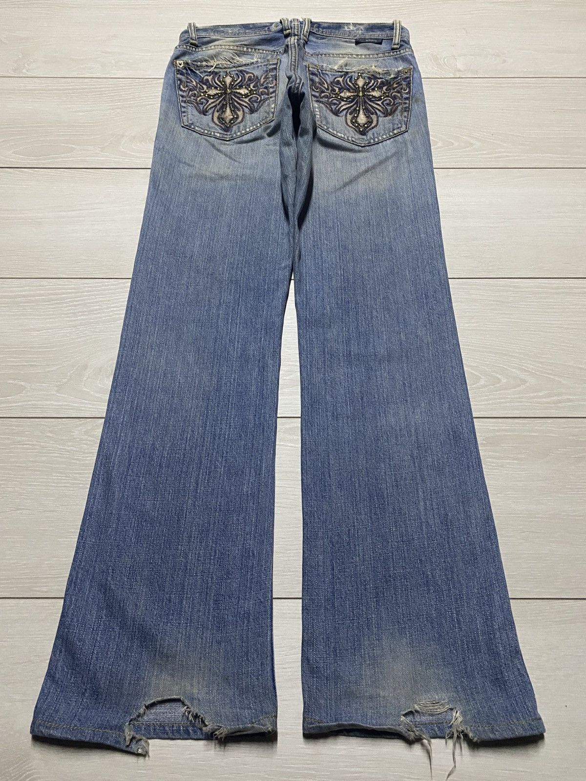 Tornado Mart Vintage Japanese Brand JC Studded Embroidered Cross Flare Size US 30 / EU 46 - 3 Thumbnail
