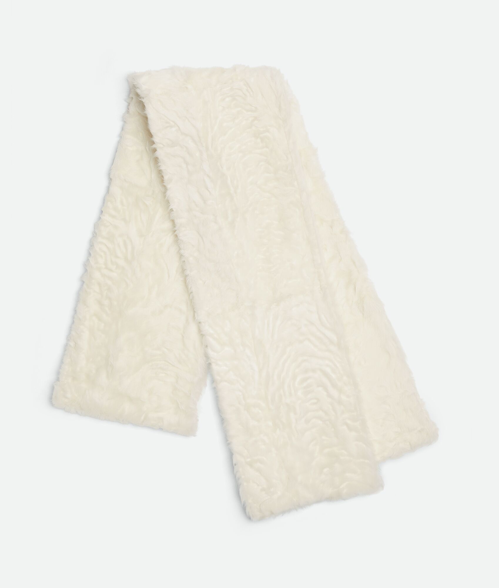 Bottega Veneta o1n1vont1224 Wavy Effect Shearling Scarf in White Size ONE SIZE - 1 Thumbnail