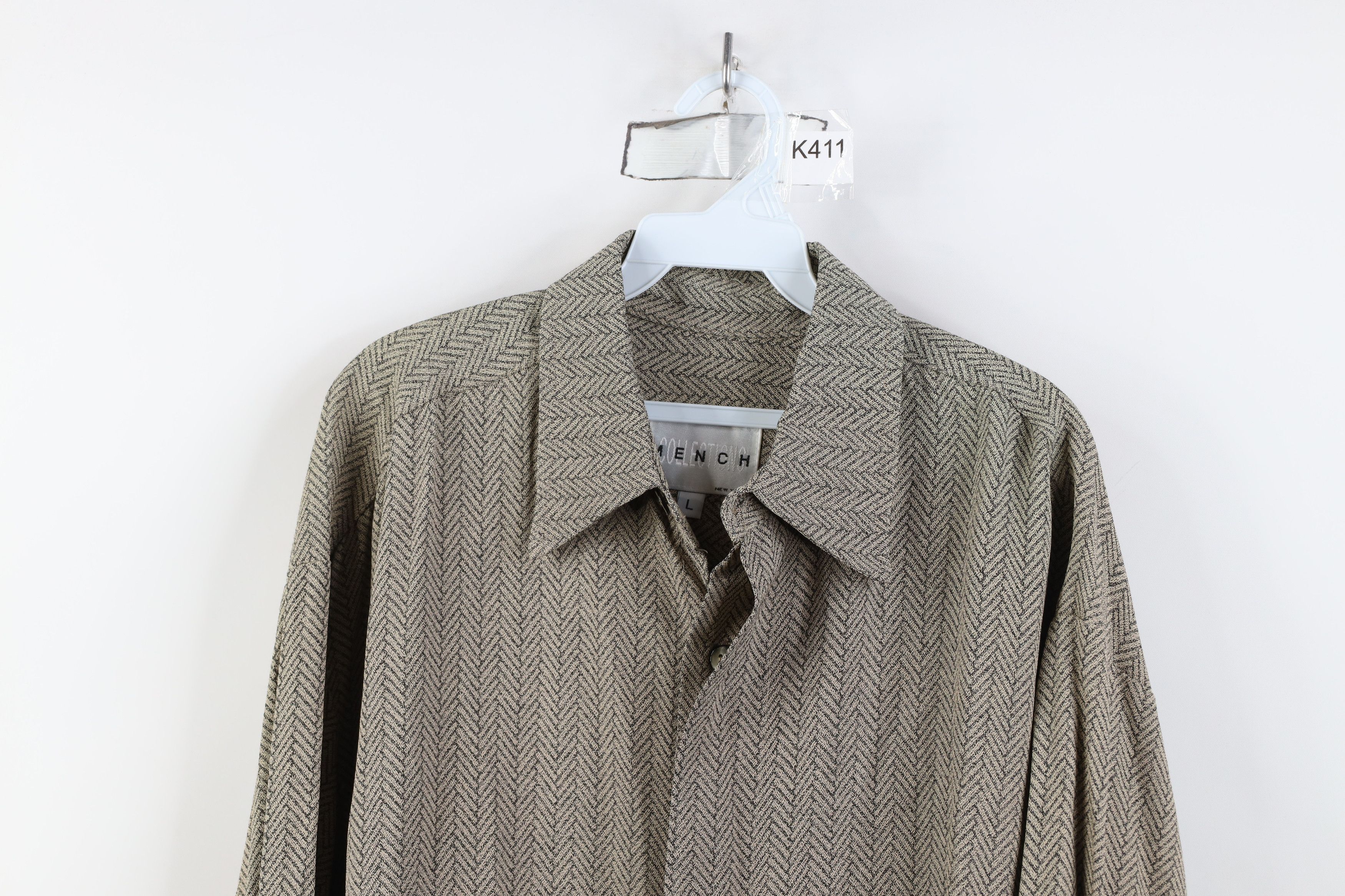 Vintage Vintage 90s Streetwear Herringbone Collared Button Shirt Size US L / EU 52-54 / 3 - 2 Thumbnail