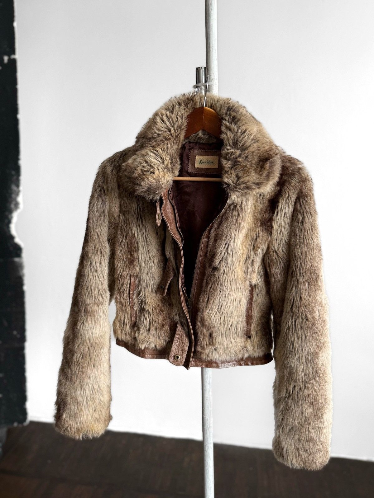 River Island River Island Vintage Wmns Faux Fur Short Jacket Brown Beige Size S / US 4 / IT 40 - 3 Thumbnail