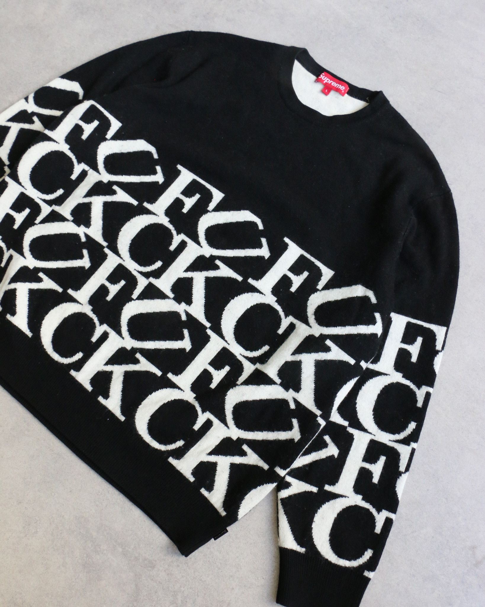 Supreme Supreme FUCK Jacquard Knitted Sweater Black Size US L / EU 52-54 / 3 - 2 Thumbnail