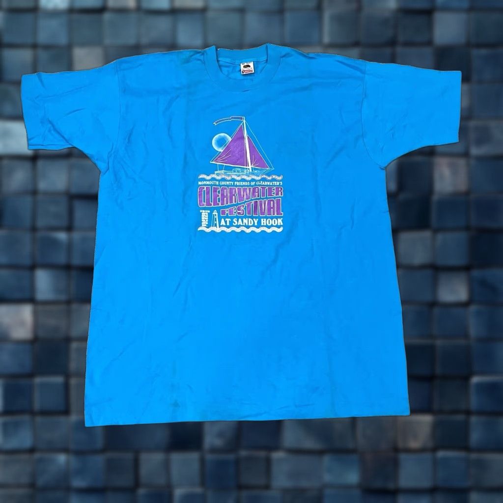 Vintage VINTAGE CLEARWATER FESTIVAL T-Shirt XXL BLUE 90’s Concert Jersey Short Sleeve Crew Neck 80s 90s Men Generic Size US XXL / EU 58 / 5 - 1 Thumbnail