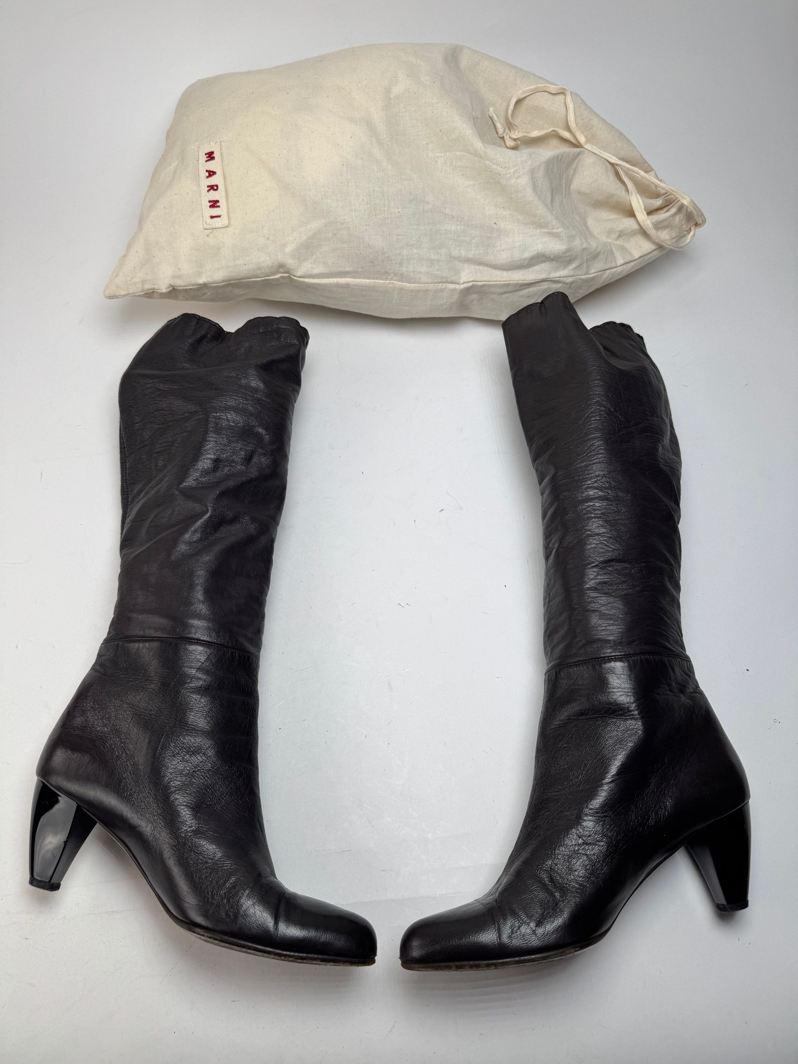 Marni Vintage Leather Heeled Boots Brown EU38 Size US 7 / IT 37 - 1 Thumbnail