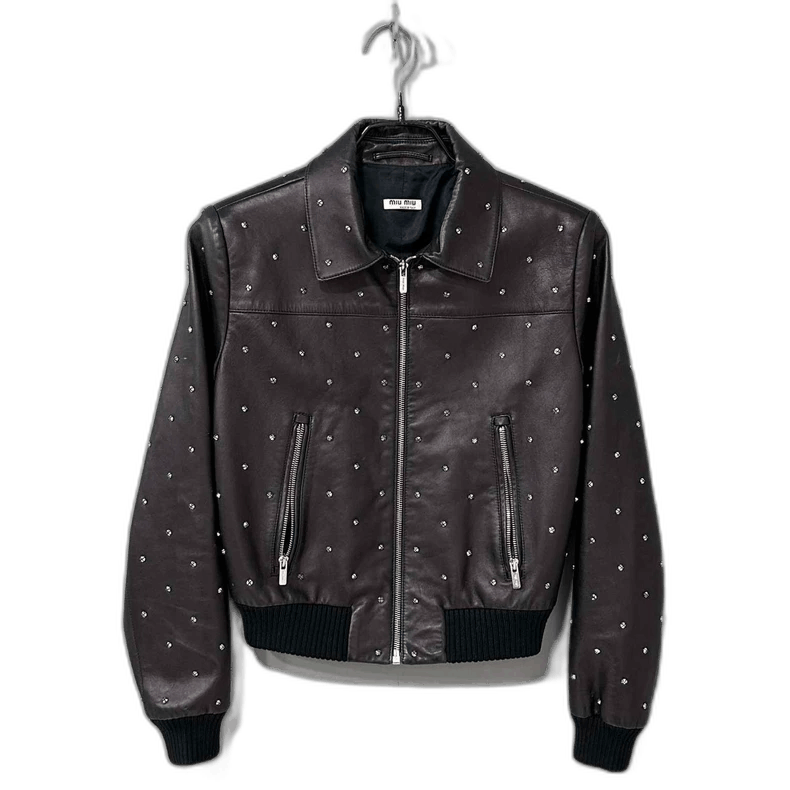 Miu Miu Studded Leather Jacket by Miu Miu Size XL / US 12-14 / IT 48-50 - 1 Thumbnail