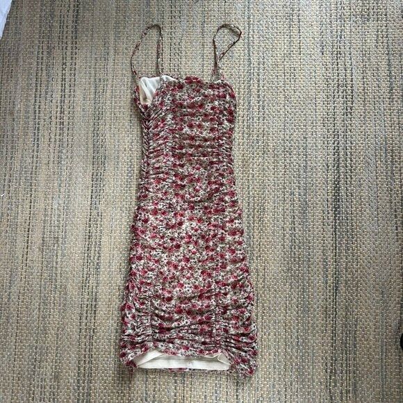 Urban Outfitters Urban Outfitters Ruched Floral Mesh Slip Dress Pink Mini Bod Size XS / US 0-2 / IT 36-38 - 10 Thumbnail