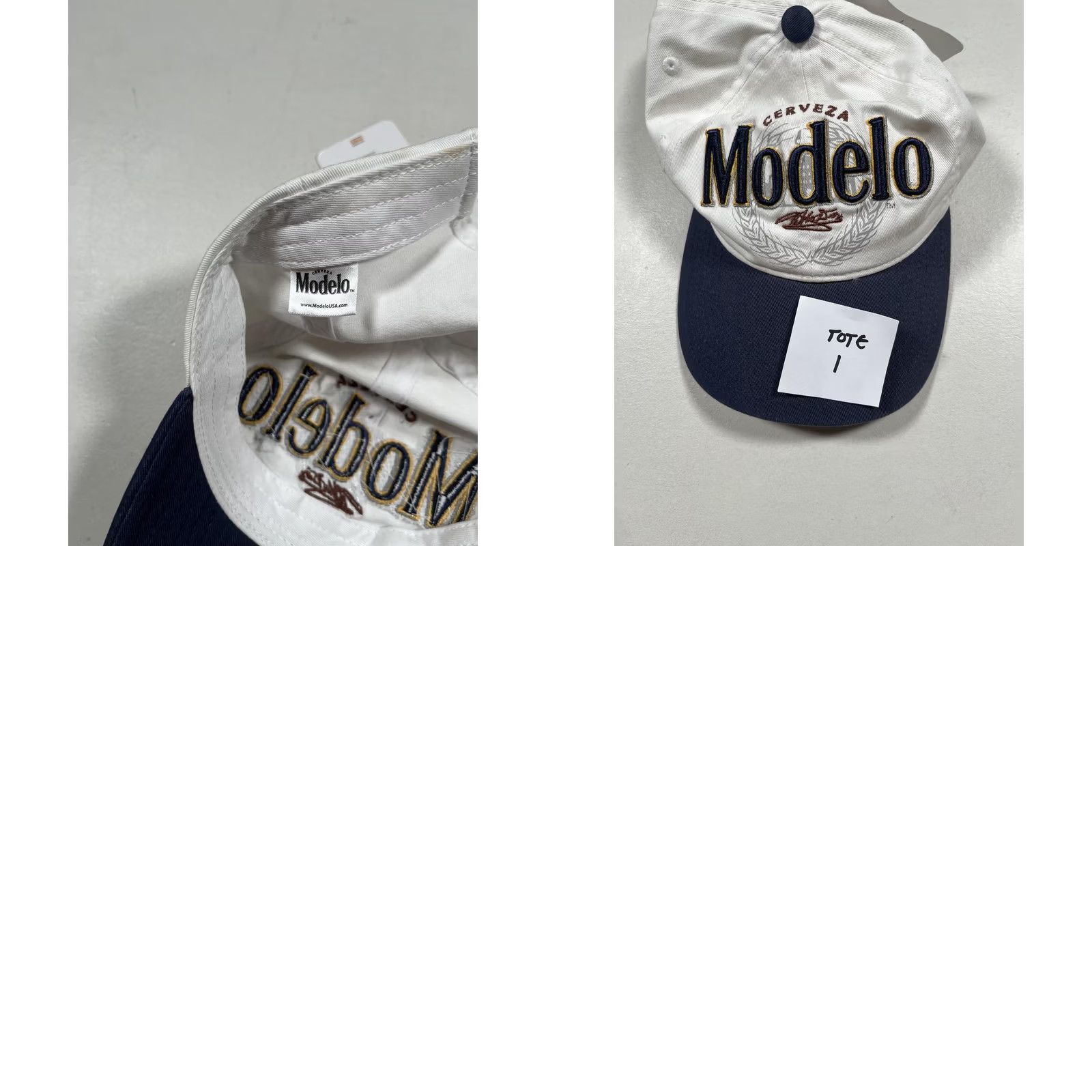 Logo 7 Modelo Hat Cap Strap Back Mens One Size White Navy Twill Baseball Beer Logo Size ONE SIZE - 8 Thumbnail