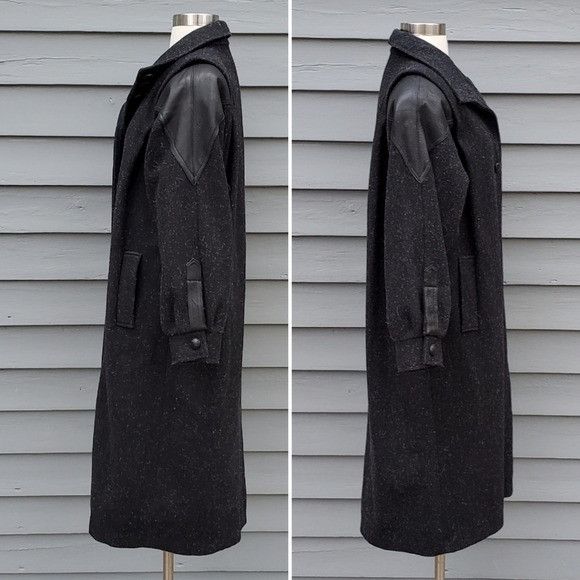 Vintage Vintage 80s Retro Preppy Acadamia Black Gray Wool Blend Leat Size L / US 10 / IT 46 - 2 Thumbnail
