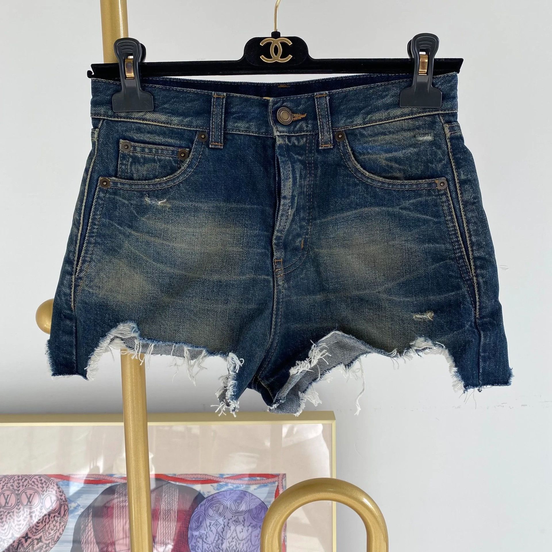 Saint Laurent Paris Saint Laurent Blue Denim Shorts 25 Size 25" / US 0 / IT 36 - 1 Thumbnail