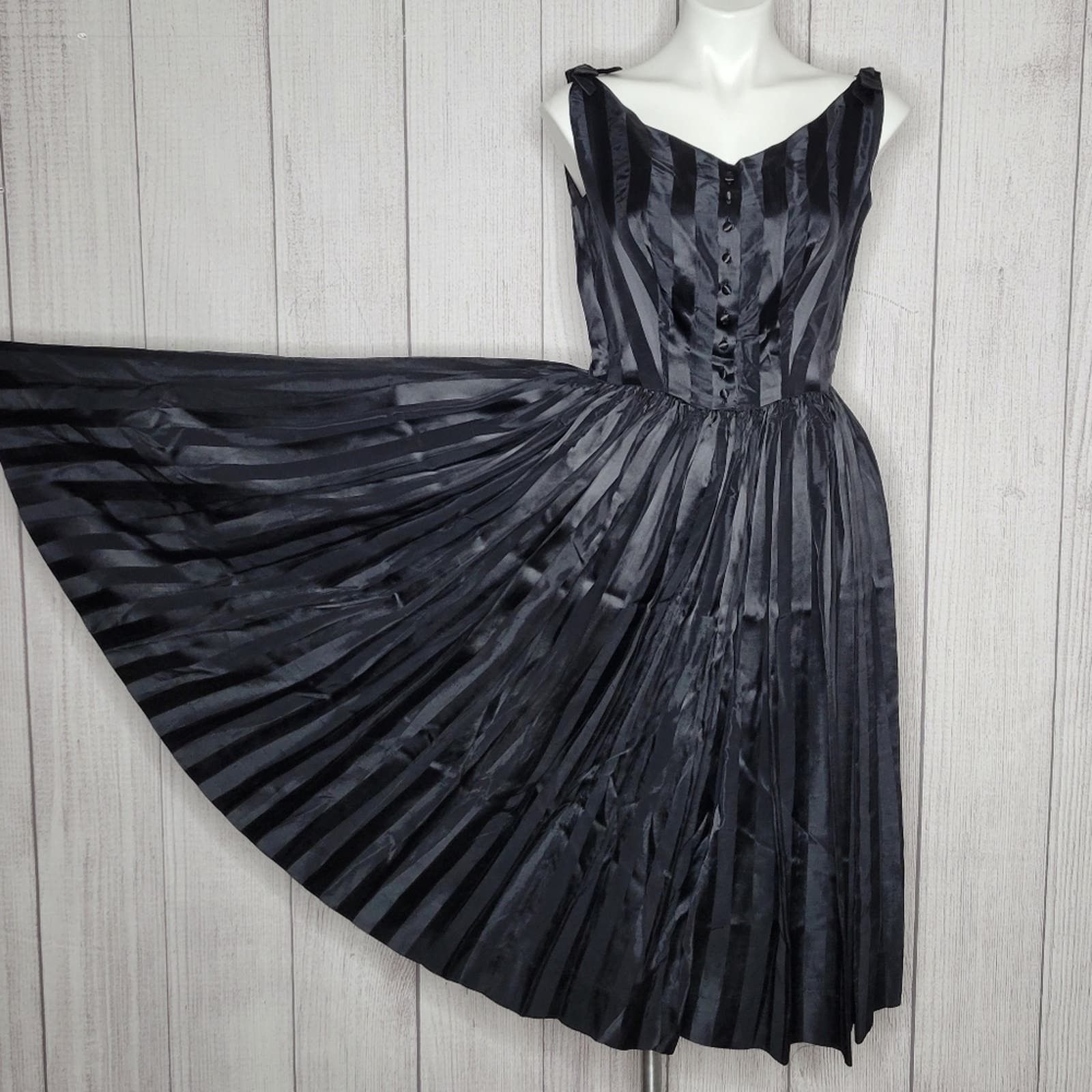 image of Vintage VTG 50S Black Stripe Cocktail Party Dress By Lanz Original, Women's (Size Small)