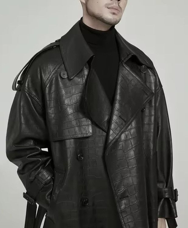 Other Designer PU Leather Casual Trench Midi Coat With Belt Size US L / EU 52-54 / 3 - 3 Thumbnail