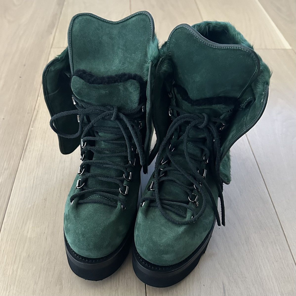 Ermanno Scervino 2-Way Detachable Sheepskin Flap Suede Mountain Boots Size US 8 / IT 38 - 2 Thumbnail