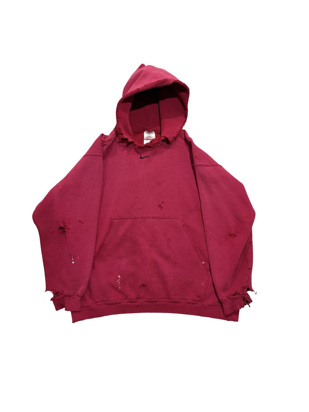 Nike Vintage Red Center Swoosh Hoodie Made in USA 90s
