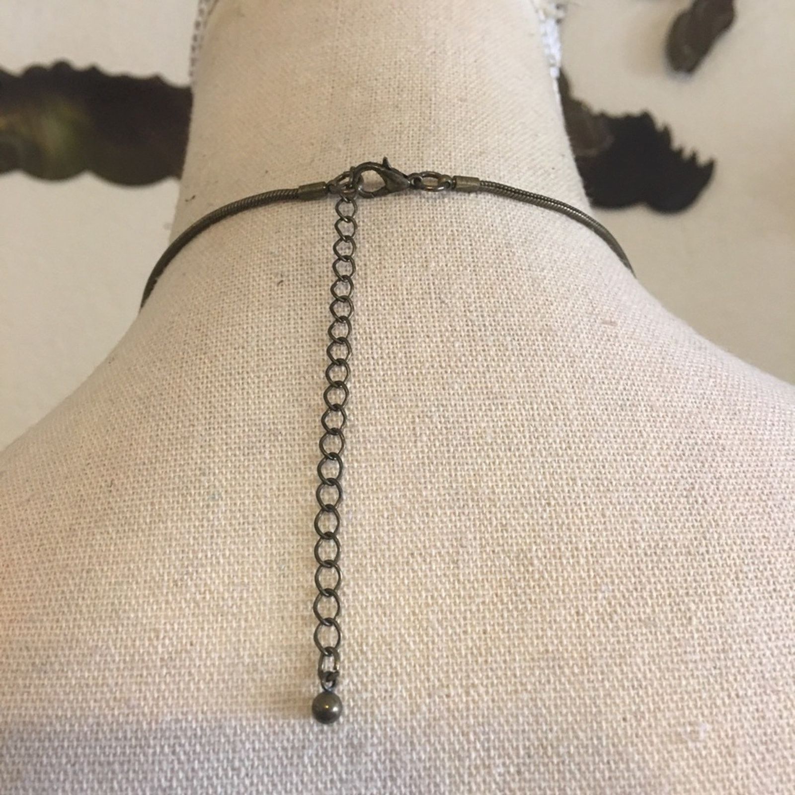 Jewelry Stone covered brass amulet snake chain necklace Size ONE SIZE - 5 Thumbnail