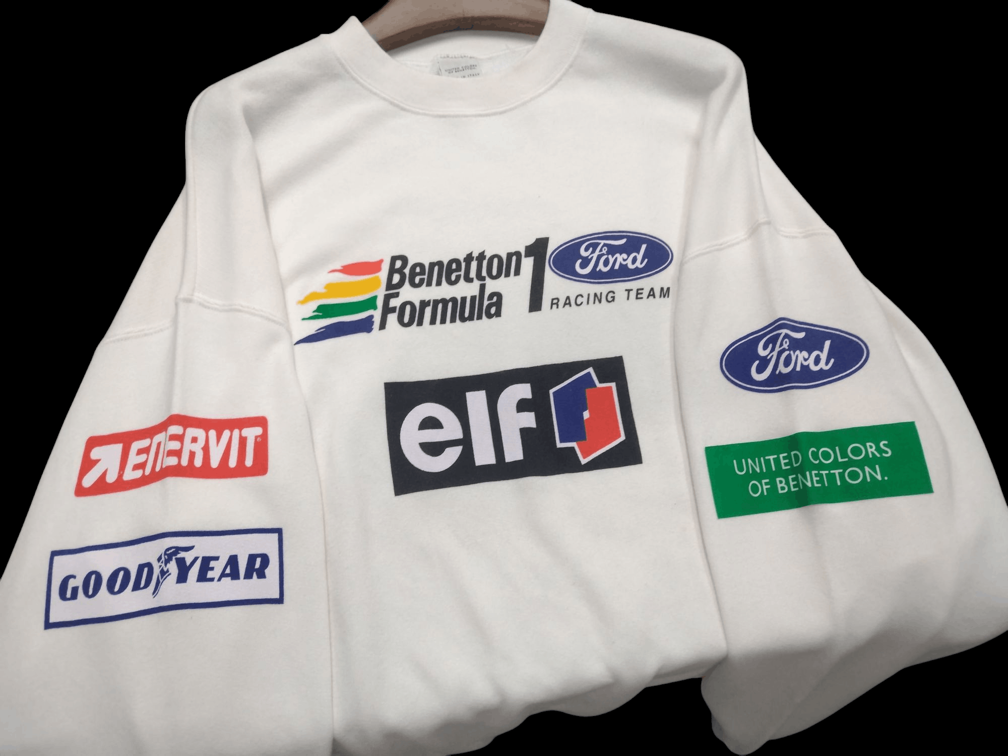 Benetton × Vintage VTG BENETTON F1 RACING TEAM FORD ELF BIG LOGO SWEATSHIRT Size US L / EU 52-54 / 3 - 4 Thumbnail