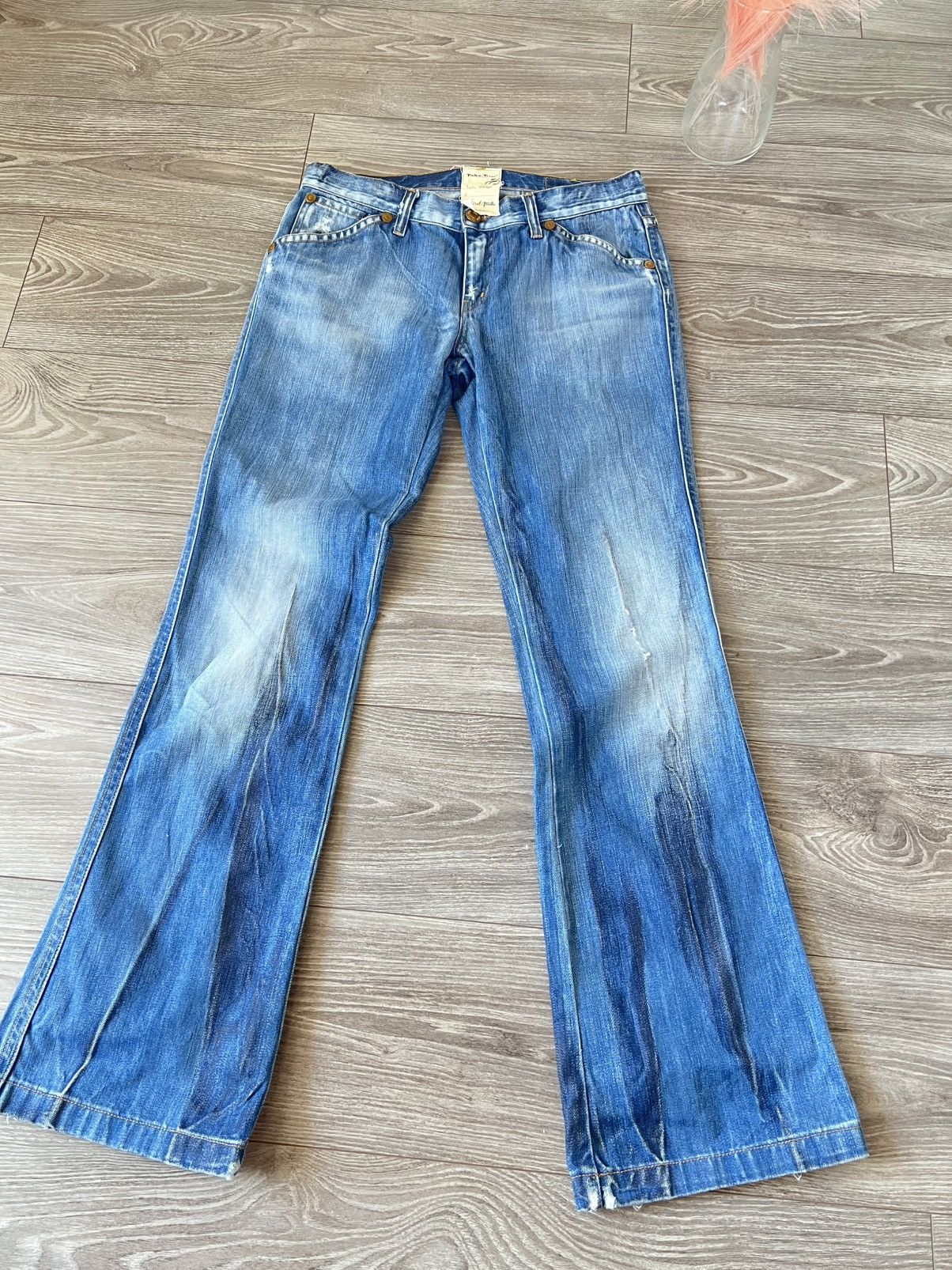 Designer ‼️Take Two 1st Grade HandMade Crafted Print Flared Jeans‼️ Size US 33 - 7 Thumbnail