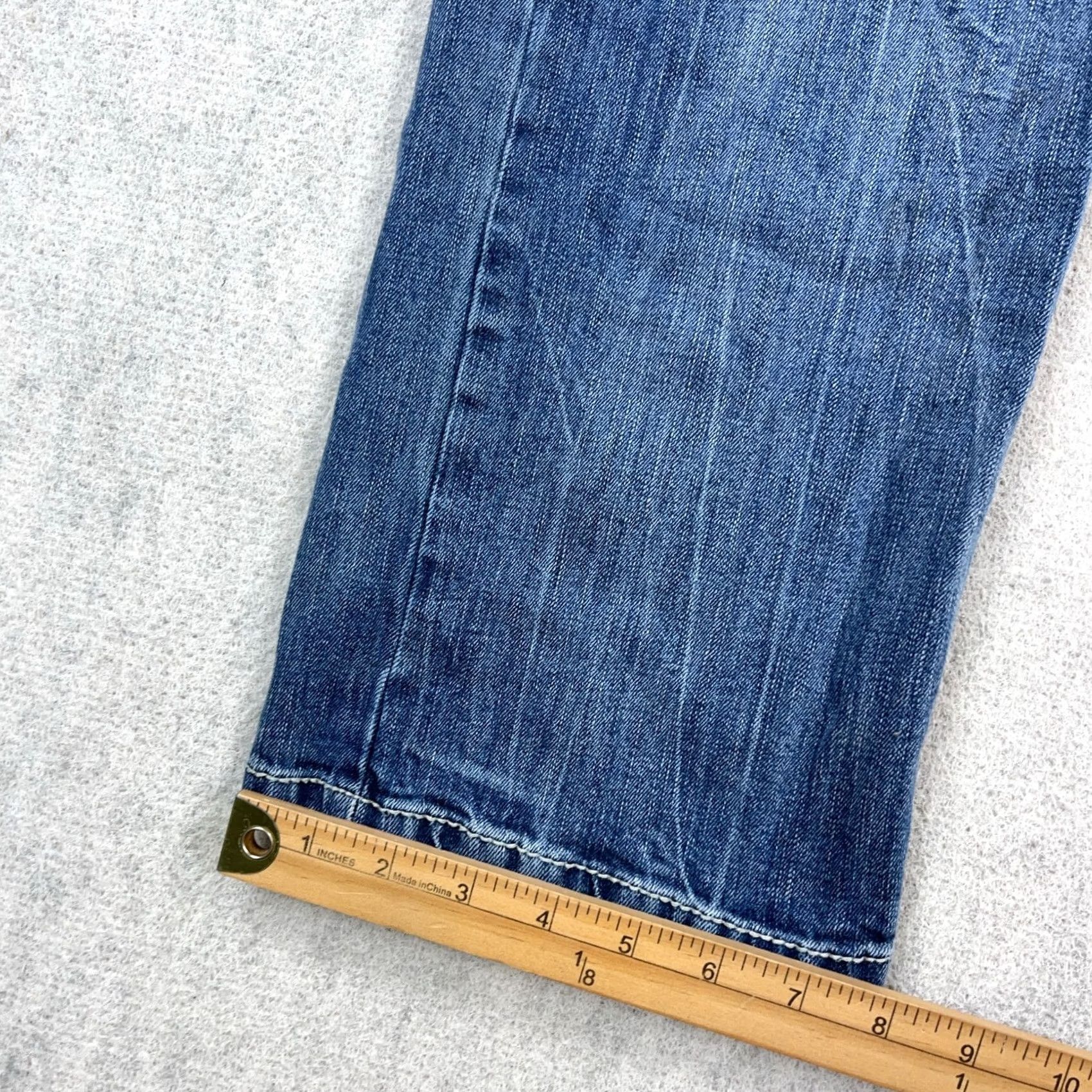 Denime AXEL Jeans Men 32x32 Slim Bootcut Medium Wash Denim Pants 5-Pocket Faded Blue Size US 32 / EU 48 - 7 Thumbnail