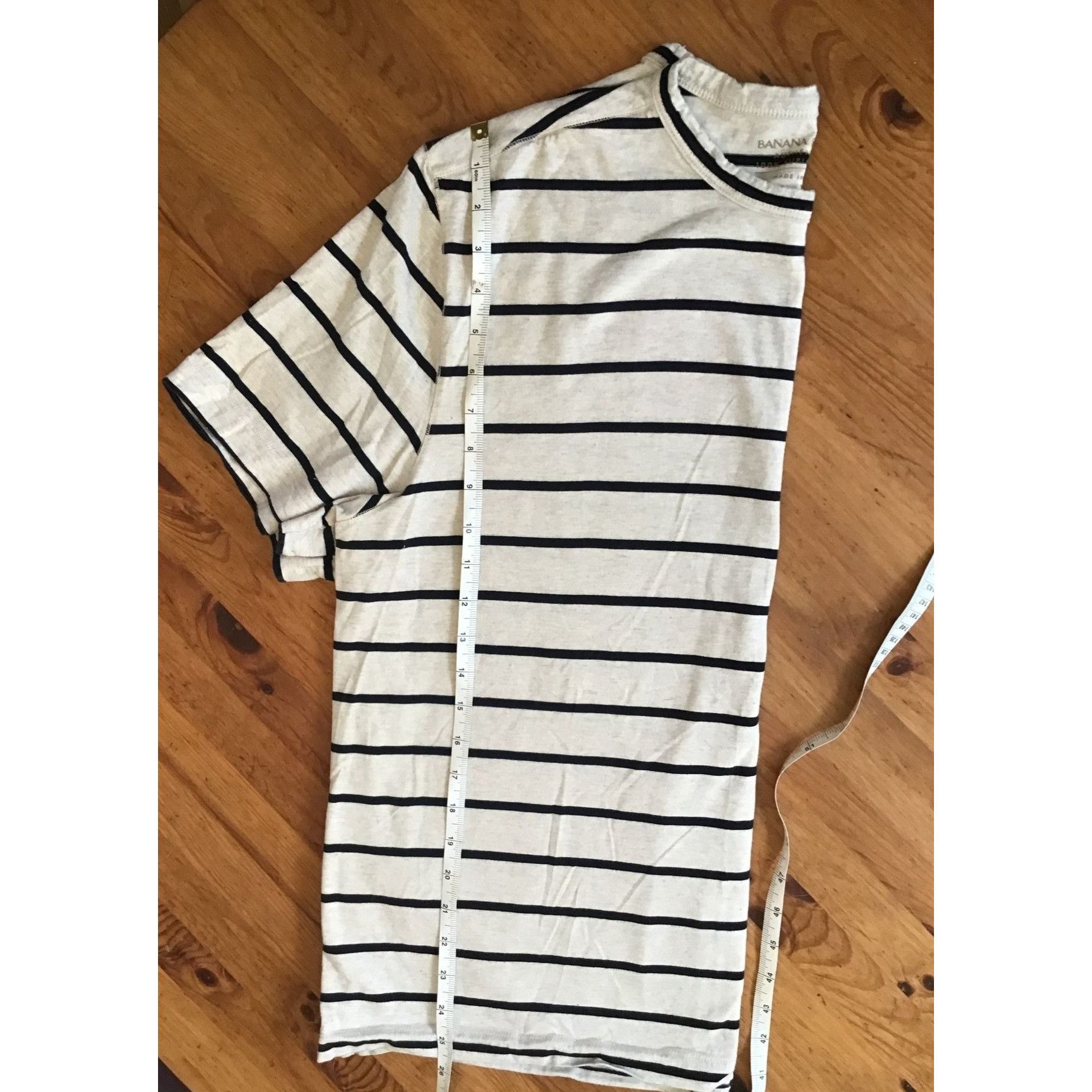 Banana Republic Banana Republic Striped Beige & Navy Supima Cotton T-Shirt X Size US XL / EU 56 / 4 - 7 Thumbnail