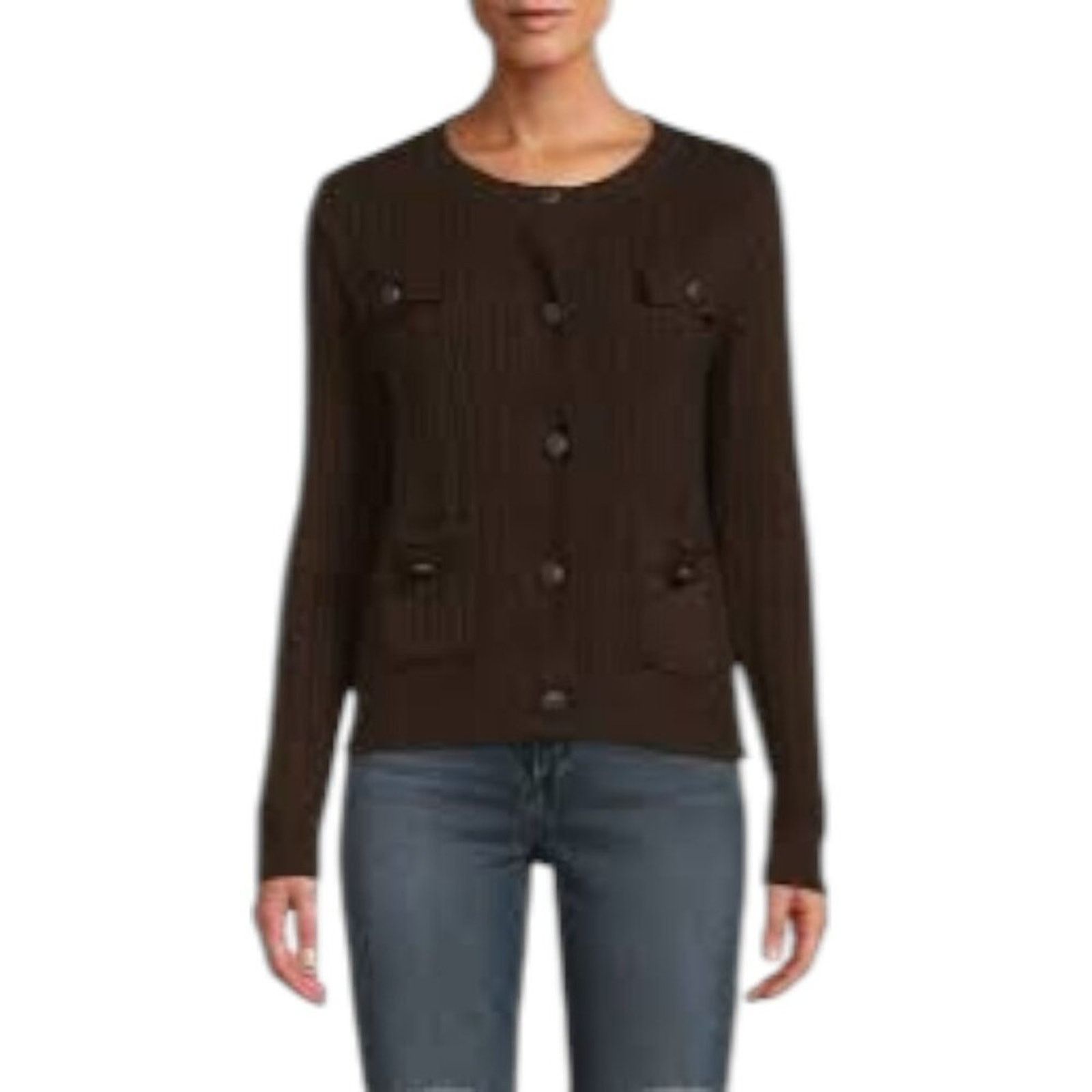 Other Max Studio Black Chunky Button Front Cardigan Medium NWOT Size M / US 6-8 / IT 42-44 - 1 Thumbnail