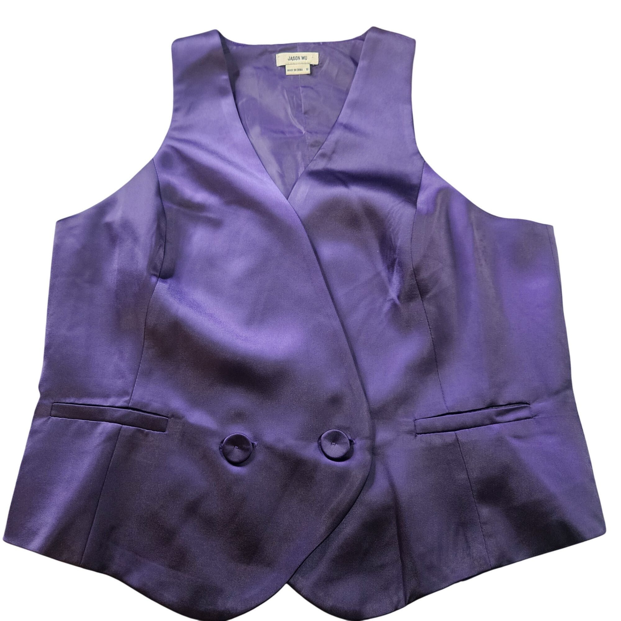 Jason Wu Designer Jason Wu Purple Satin Sleeveless Tailored Vest 10 Q Size L / US 10 / IT 46 - 5 Thumbnail
