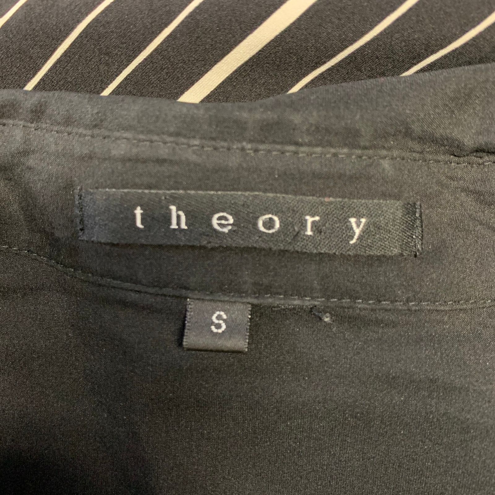 Theory Size S Black Stripe Silk Blend Button Up Long Sleeve Shirt Size US S / EU 44-46 / 1 - 5 Thumbnail