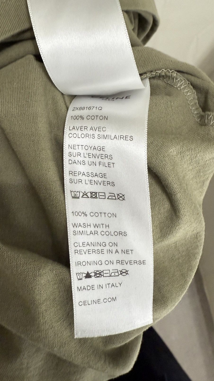 Celine Celine Loose Khaki T-Shirt Size US XL / EU 56 / 4 - 5 Thumbnail