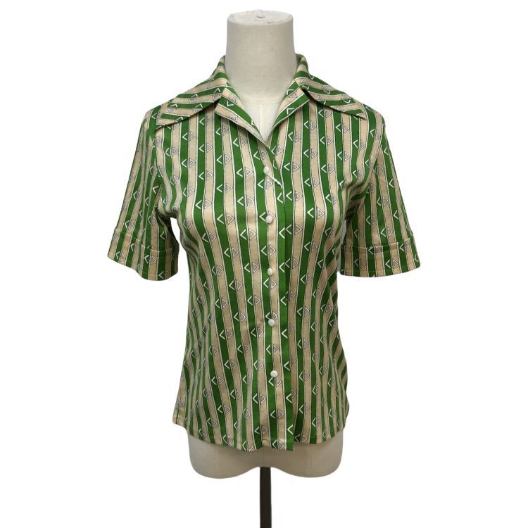 Dior Dior Green Geometric Striped Button Up Shirt Size M Size M / US 6-8 / IT 42-44 - 1 Thumbnail
