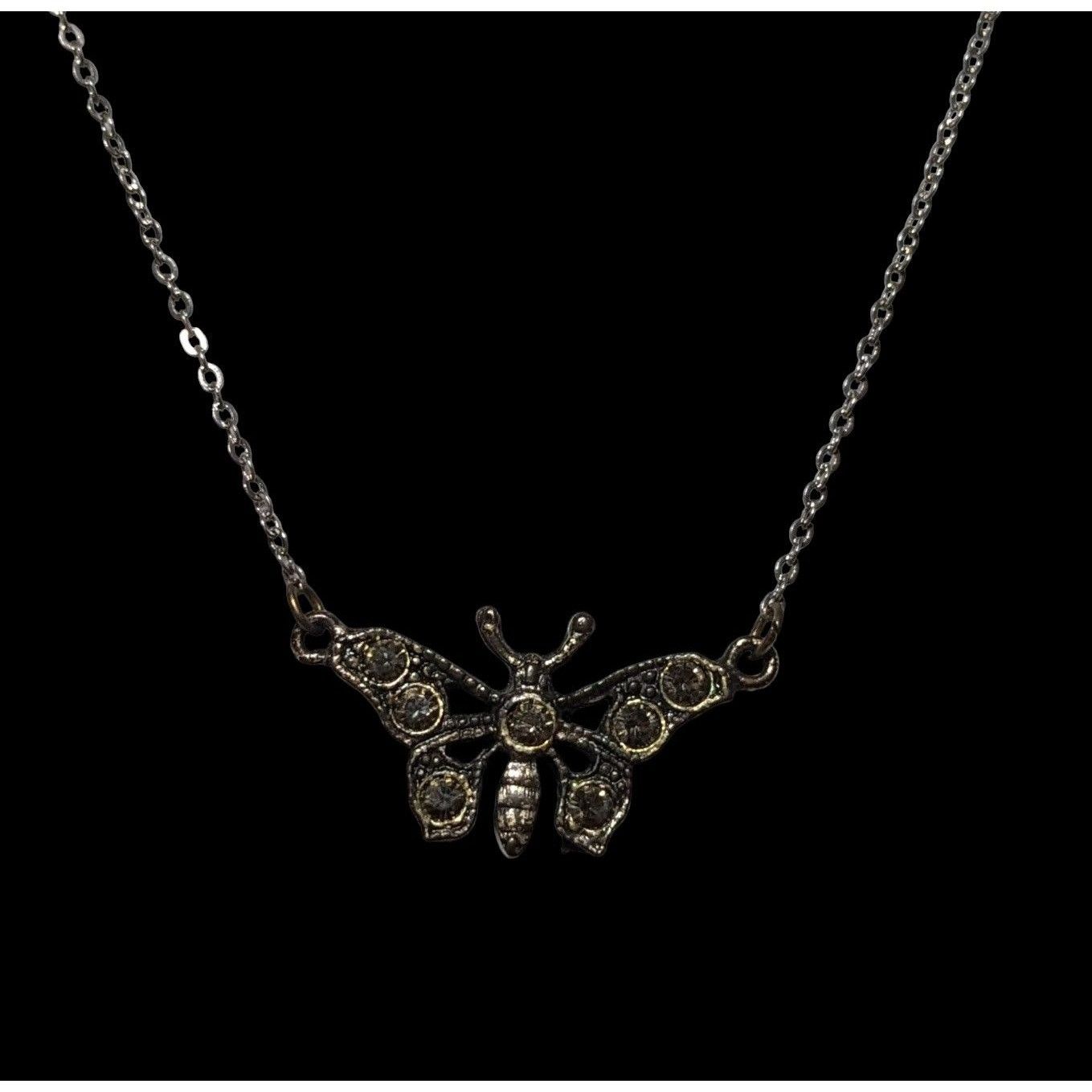 Other Vintage 90s Butterfly Rhinestone Necklace Size ONE SIZE - 2 Thumbnail