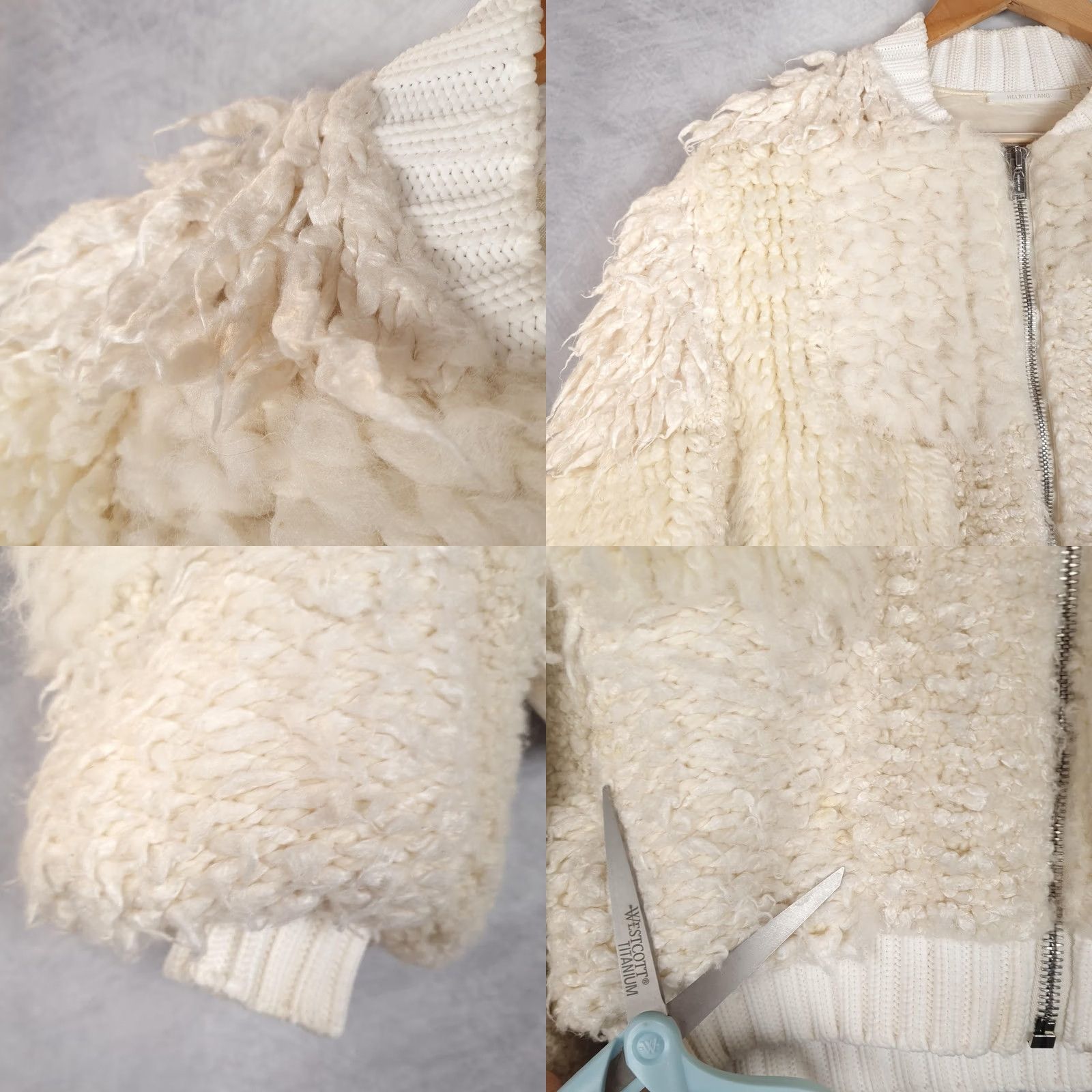 Helmut Lang VINTAGE Helmut Lang Jacket Womens XS White Shearling Wool Bomber Zip Size XS / US 0-2 / IT 36-38 - 8 Thumbnail