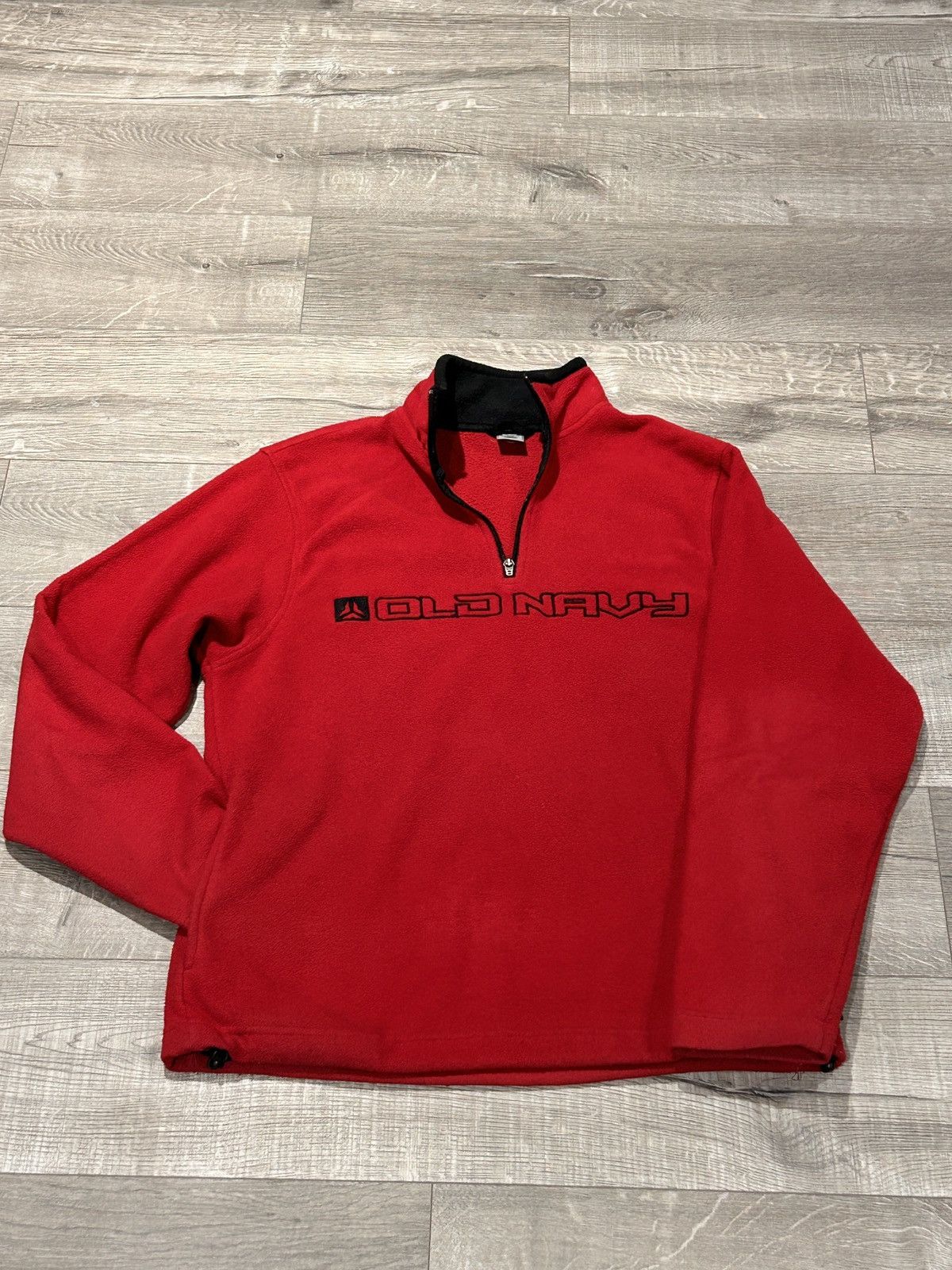 Old Navy Late 2000s Old Navy Cozy Red Y2K Fleece 1/4 Zip Up Sweater Size US M / EU 48-50 / 2 - 2 Thumbnail