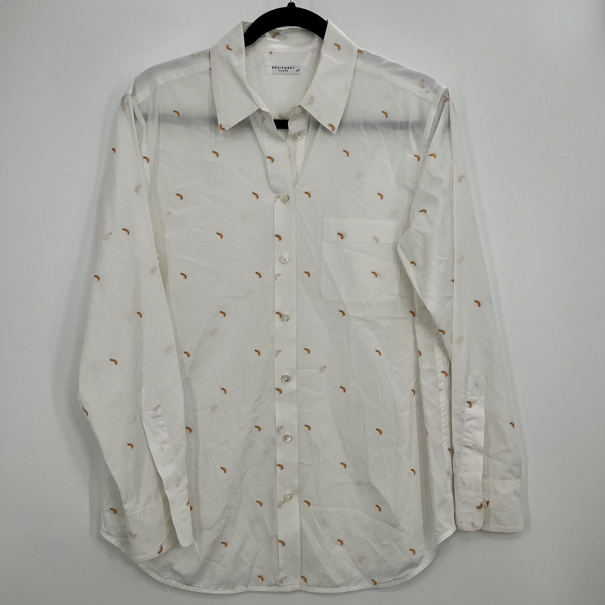 Equipment Equipment Femme White Fruit Banana Embroidered Button Shirt Size S / US 4 / IT 40 - 1 Thumbnail