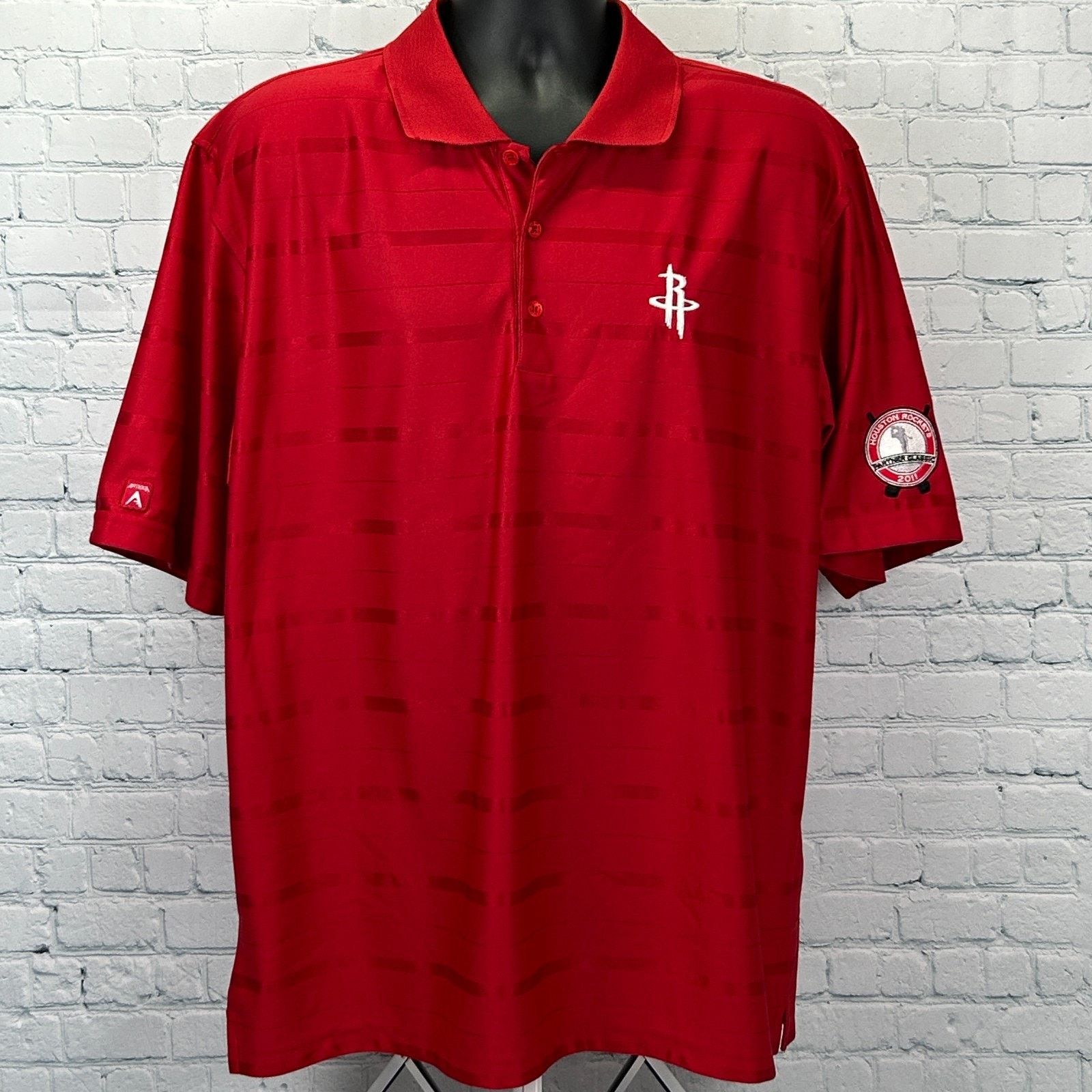 Antigua Houston Rockets Golf Polo Shirt Red Partner Classic X-Large Size US XL / EU 56 / 4 - 2 Thumbnail