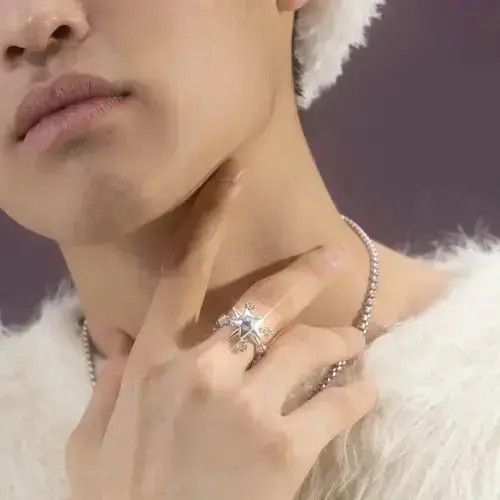 Handmade × Jewelry Star Nightlight Street Fashion Ring Size 8 Size ONE SIZE - 3 Thumbnail
