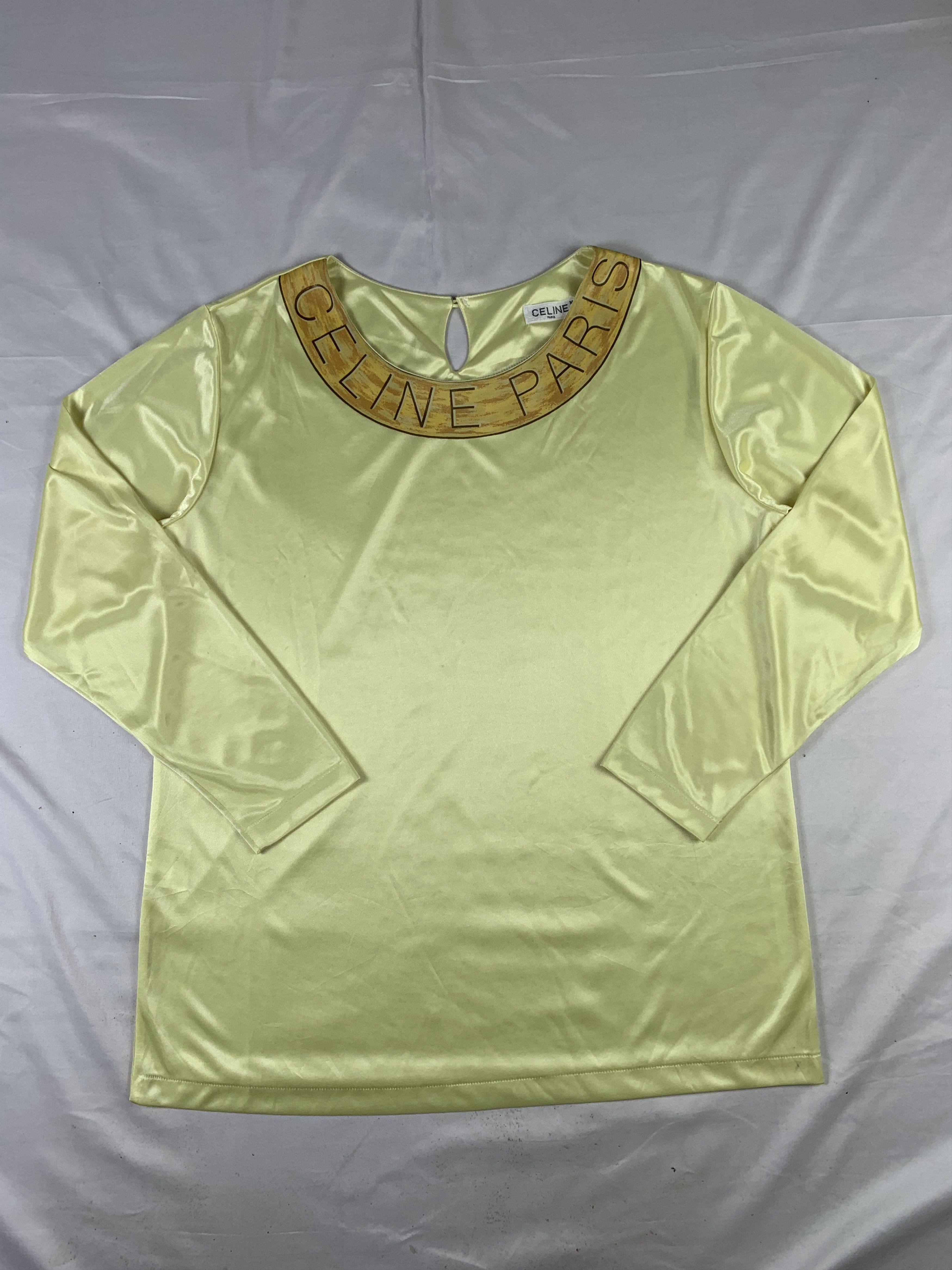 Celine 2000s Celine Paris Yellow Silk Blouse (M) Size M / US 6-8 / IT 42-44 - 1 Thumbnail