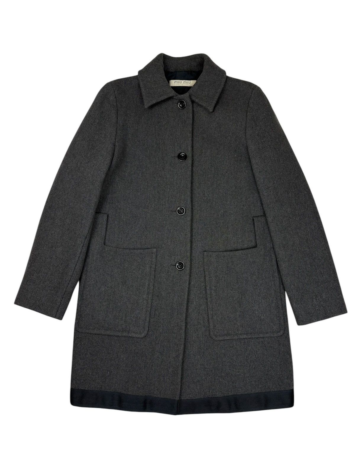 Miu Miu Wool Coat IT42 MIU MIU 90s VINTAGE WOMEN GRAY WOOL COAT