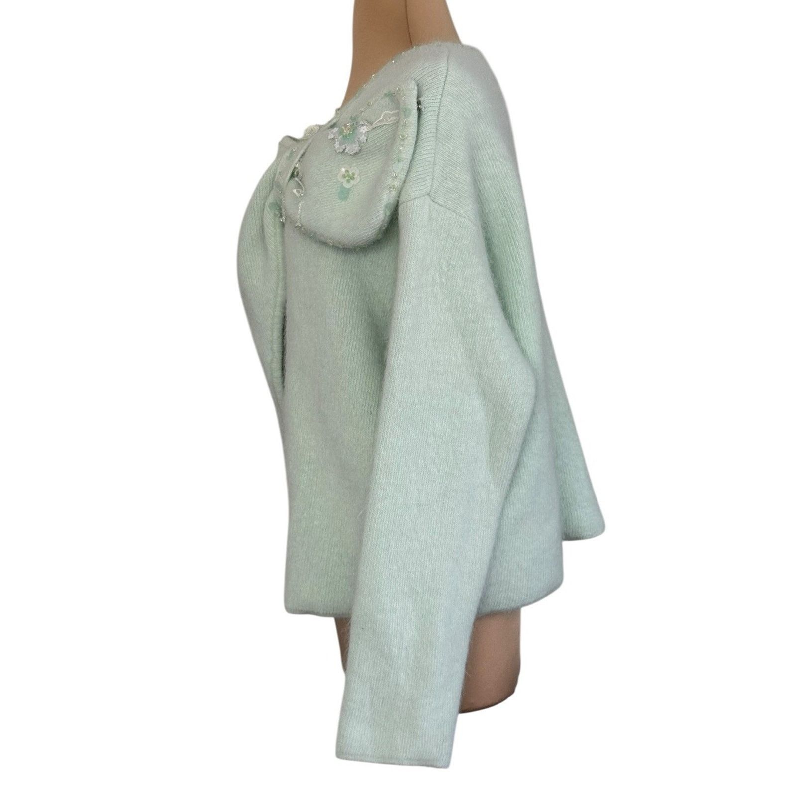 Other MARIE ELIE Mint Green Bow Embellished Angora Wool Sweater M Size M / US 6-8 / IT 42-44 - 9 Thumbnail