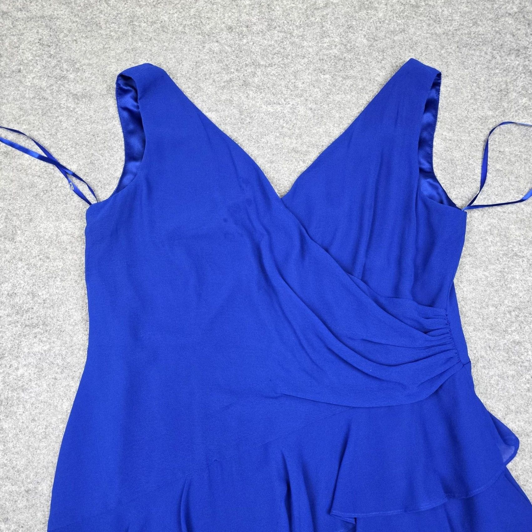 Ralph Lauren Lauren Ralph Dress Womens 14 Blue Ruffle Chiffon Fit Flare Knee Length Size XL / US 12-14 / IT 48-50 - 2 Thumbnail