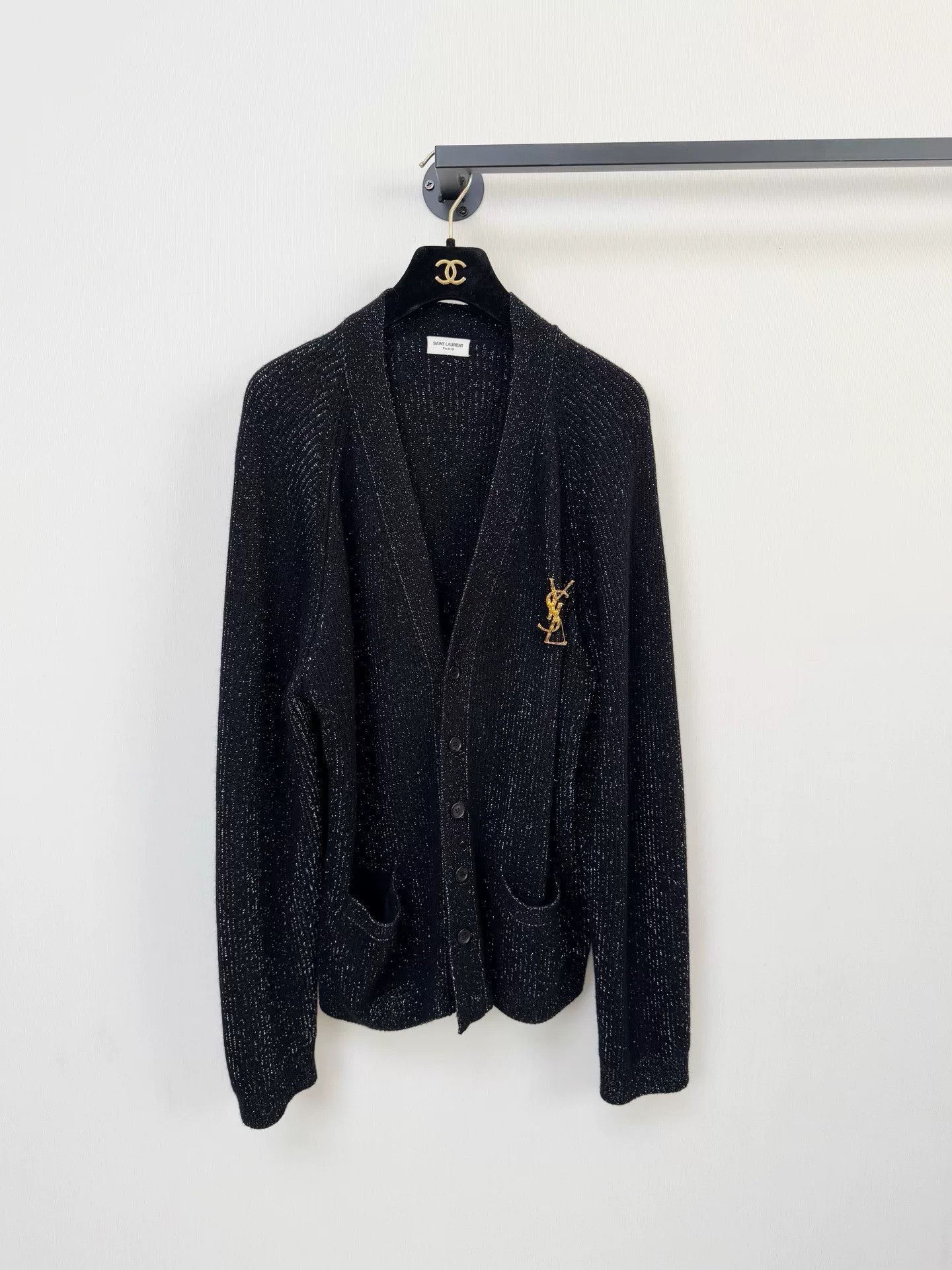 Saint Laurent Paris Saint Laurent Metallic Thread Cardigan Size US XXL / EU 58 / 5 - 1 Thumbnail