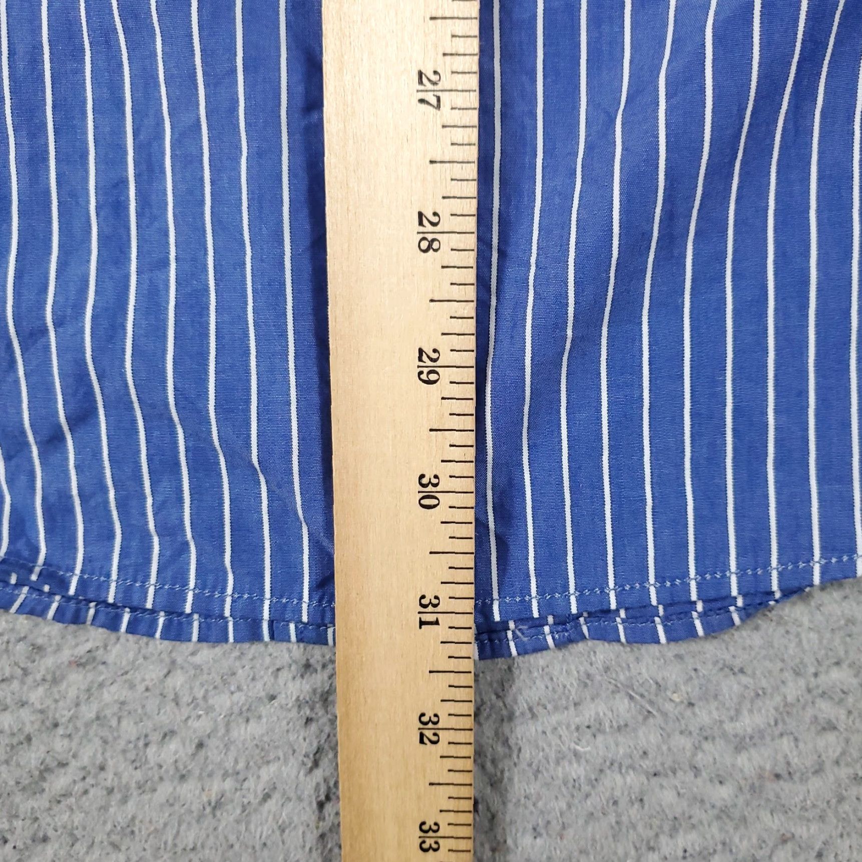 Tommy Hilfiger VINTAGE Tommy Hilfiger Dress Shirt Men 16 Blue White Stripe Long Sleeve Button-Up Casual Formal 100% Cotton Mens Regular fit Size 42R - 4 Thumbnail