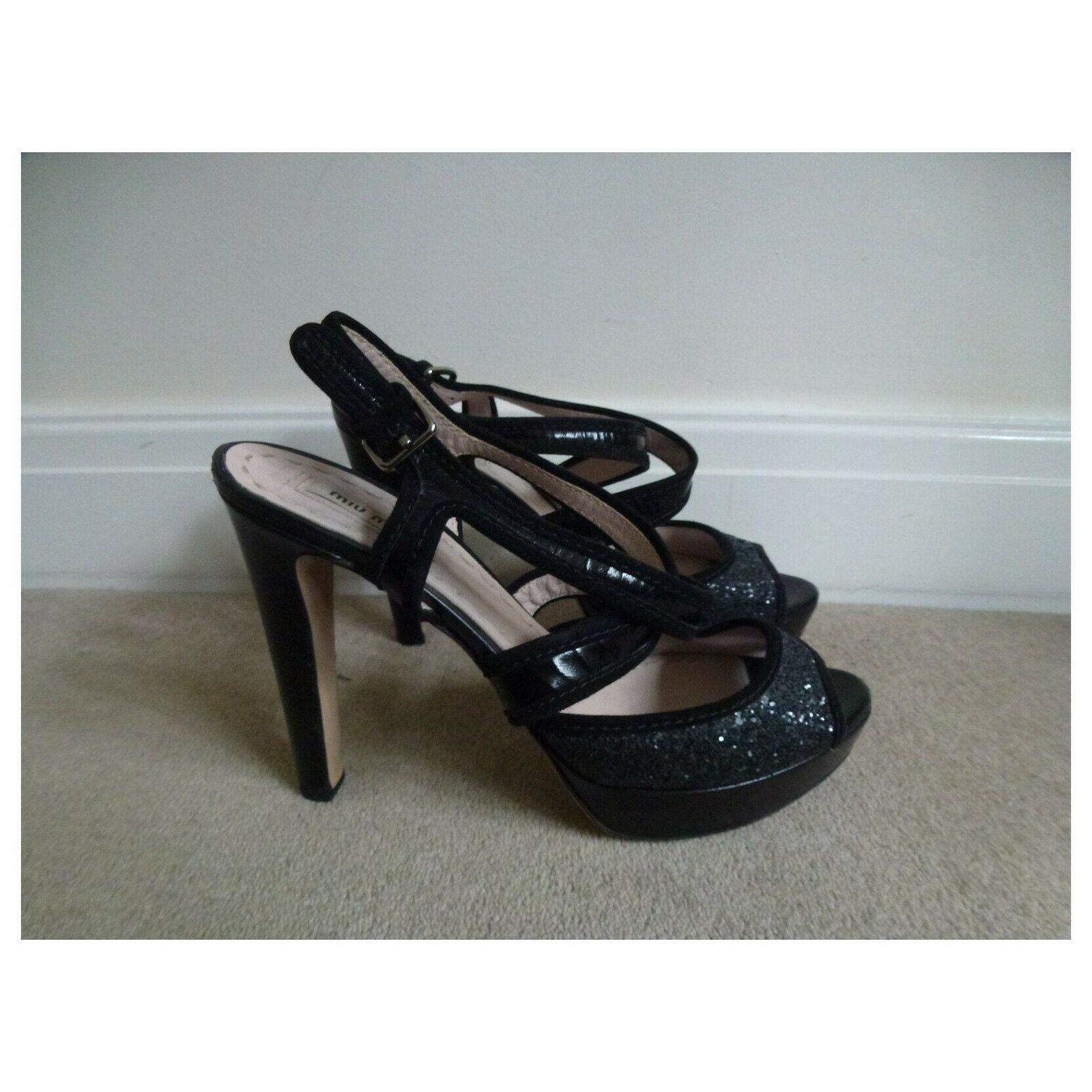 Miu Miu Glitter high heeled platform sandals Size US 9 / IT 39 - 5 Thumbnail