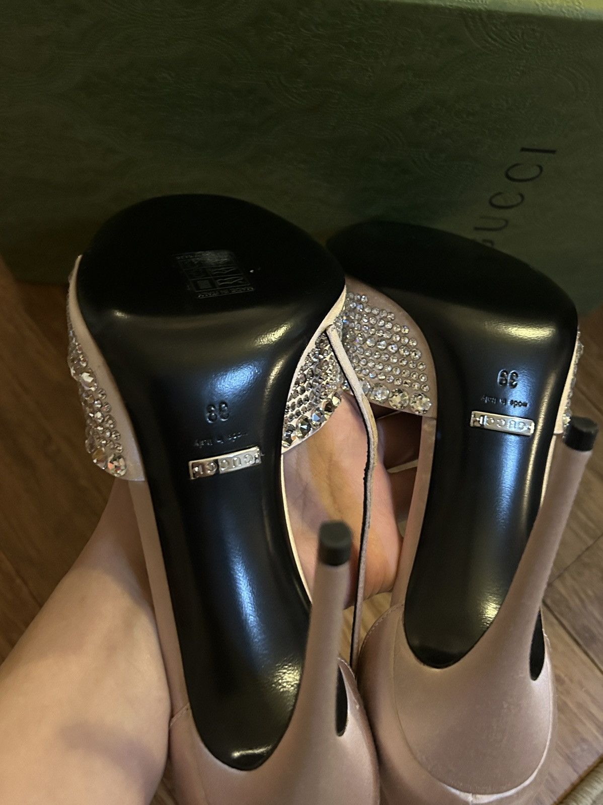 Gucci Gucci GG Crystal Satin Slide Raso Seta Malaga Kid Sandal Size US 9 / IT 39 - 8 Thumbnail