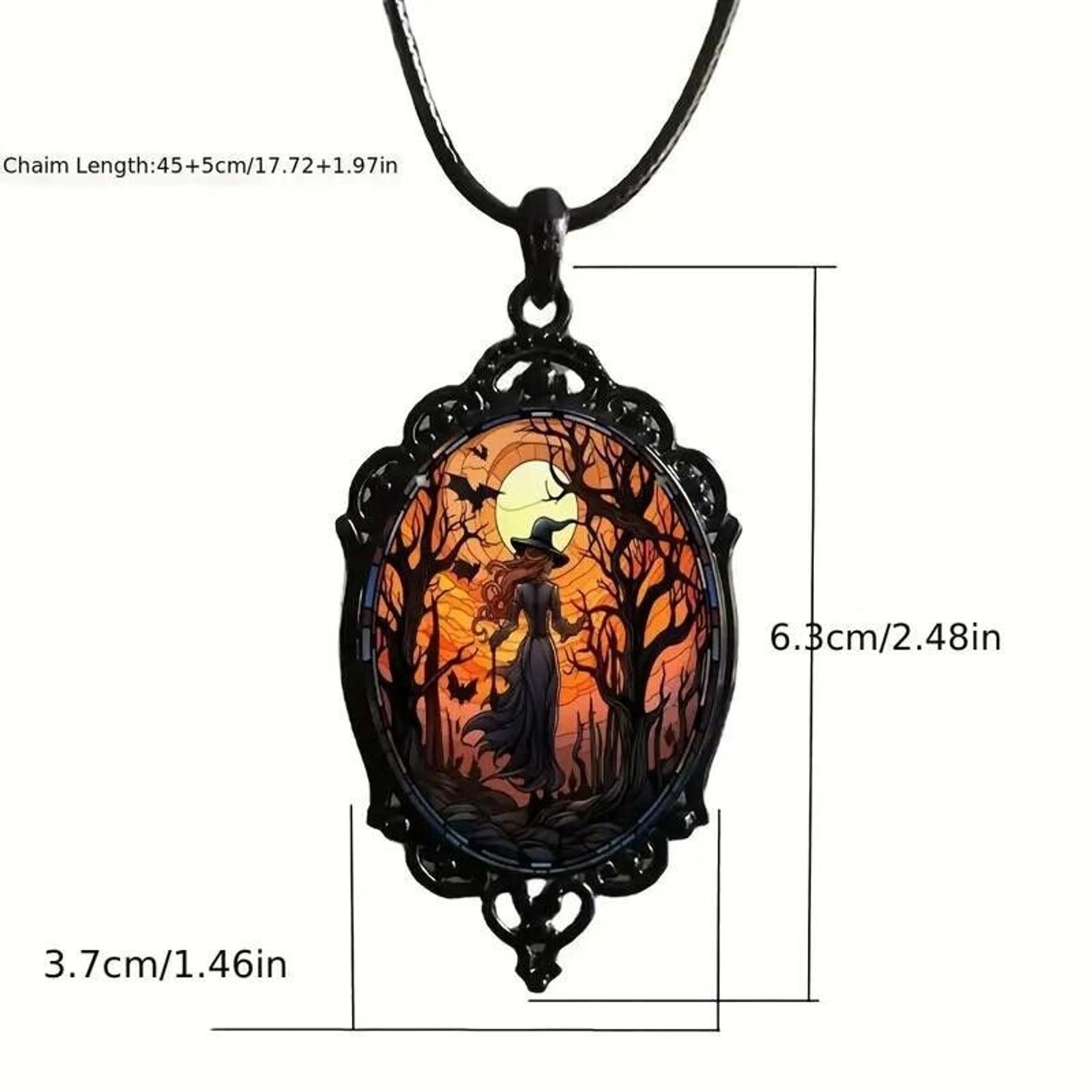 Other Witch Design Vintage Gothic Halloween Style Pendant Necklace Size ONE SIZE - 6 Thumbnail
