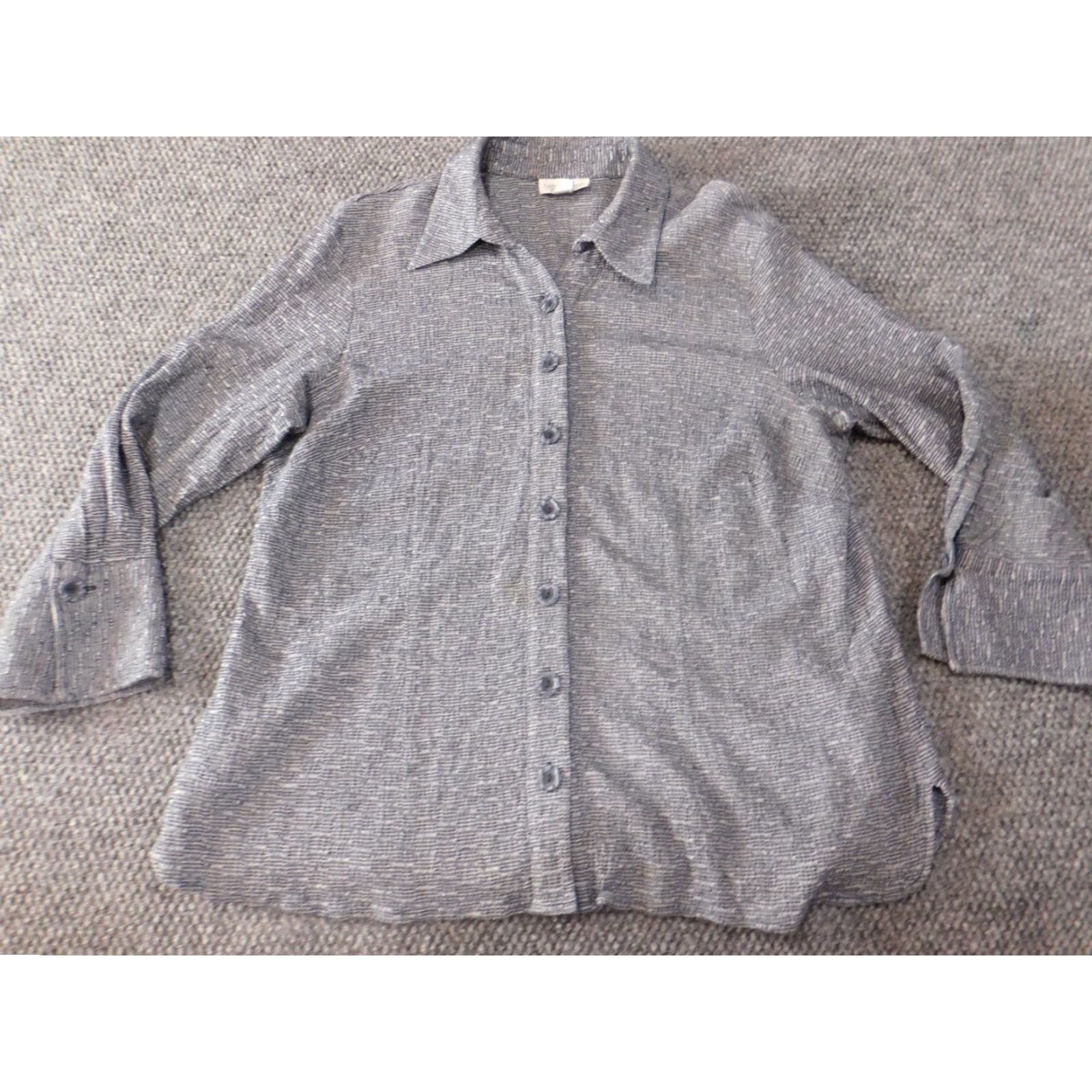 Coldwater Creek Coldwater Creek Womens Blouse 1X Plus Blue Button-Up Casual Sleeve Long Sleeve Collared Geometric Classic Womens Clothing Size XL / US 12-14 / IT 48-50 - 2 Thumbnail
