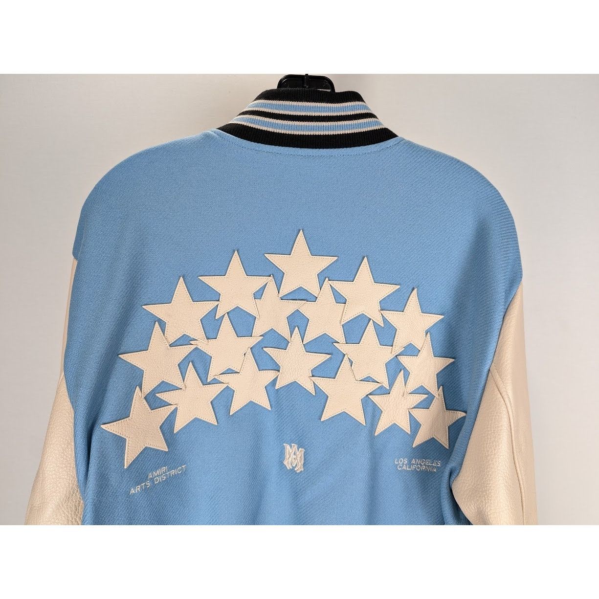 Amiri o1rshd1 Oversized Stars Varsity Jacket in Air Blue Size US L / EU 52-54 / 3 - 12 Thumbnail