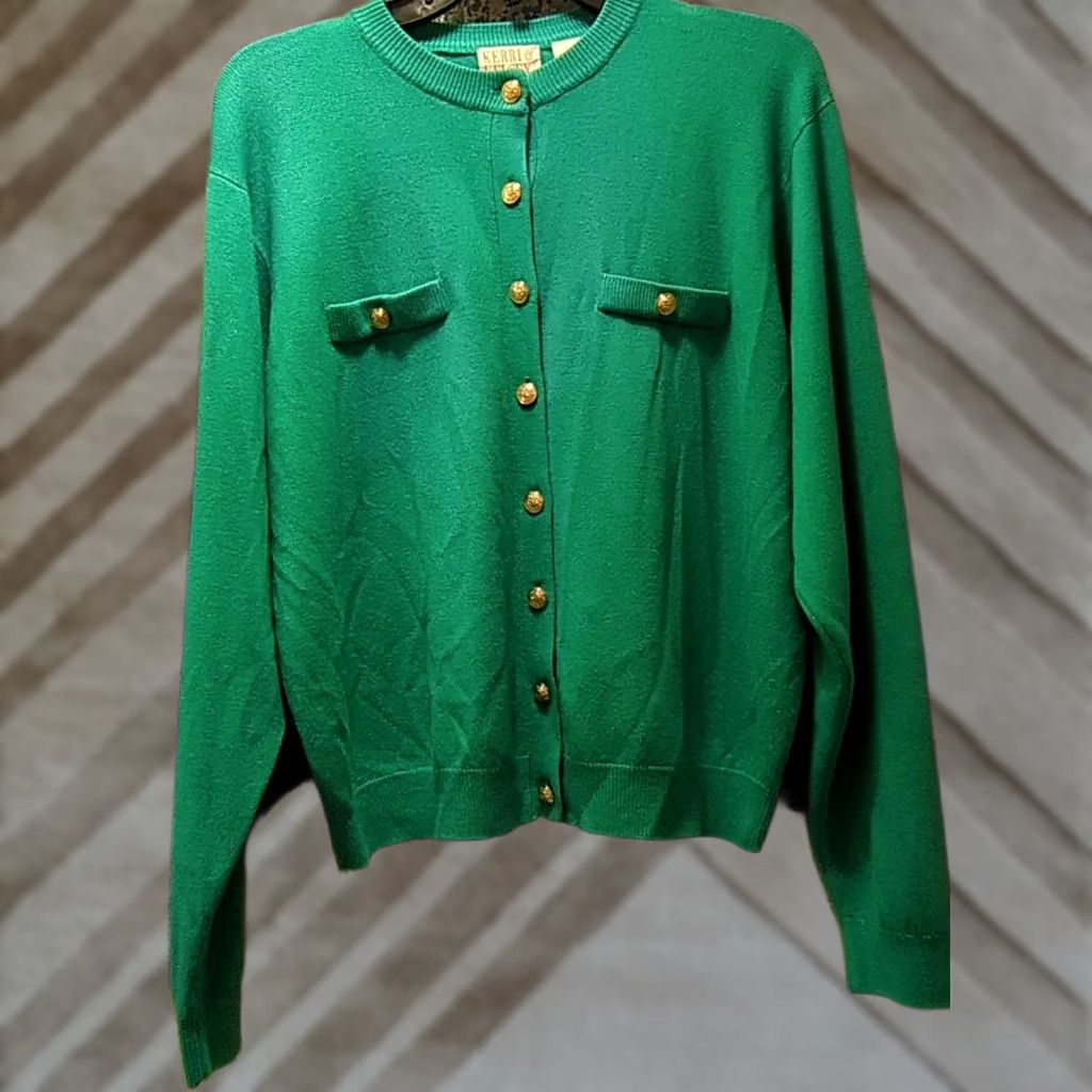 Vintage VINTAGE Kerri & Kelsey Women Cardigan Sweater XL Turquoise 100% Soft Acrylic Buttons Knit Size XL / US 12-14 / IT 48-50 - 1 Thumbnail