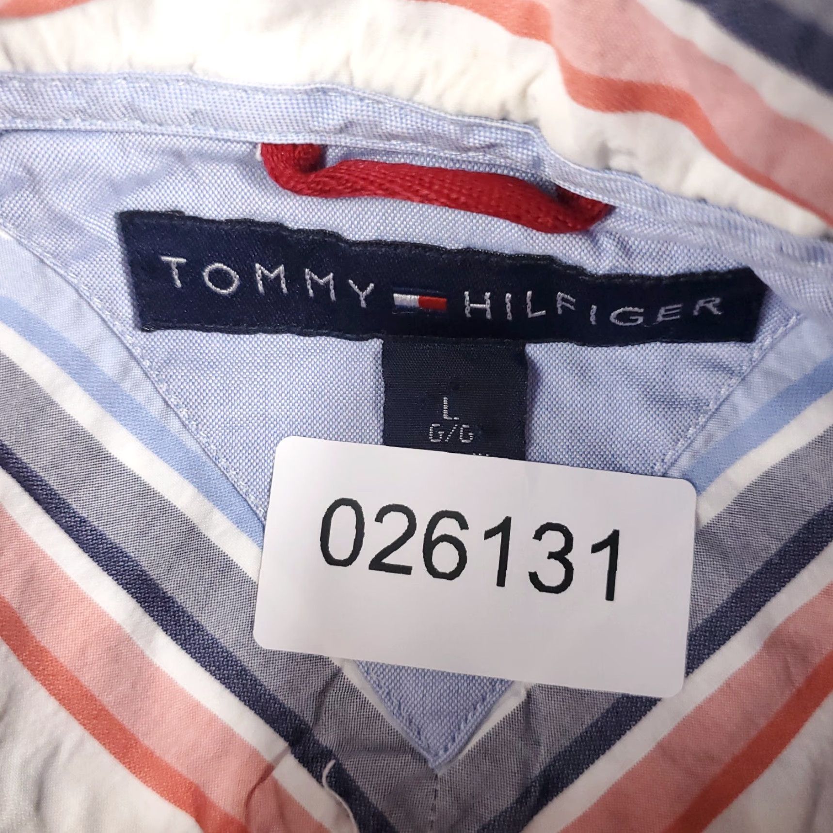 Tommy Hilfiger Tommy Hilfiger Button-Up Shirt Mens Large Red Blue Striped Long Sleeve Classic Casual Size US L / EU 52-54 / 3 - 8 Thumbnail