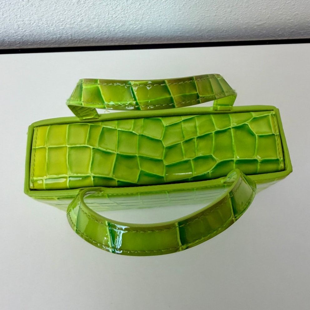 Amina Muaddi EUC Amina Muaddi Mini Croc Embossed Lime Green Bag Size ONE SIZE - 12 Thumbnail