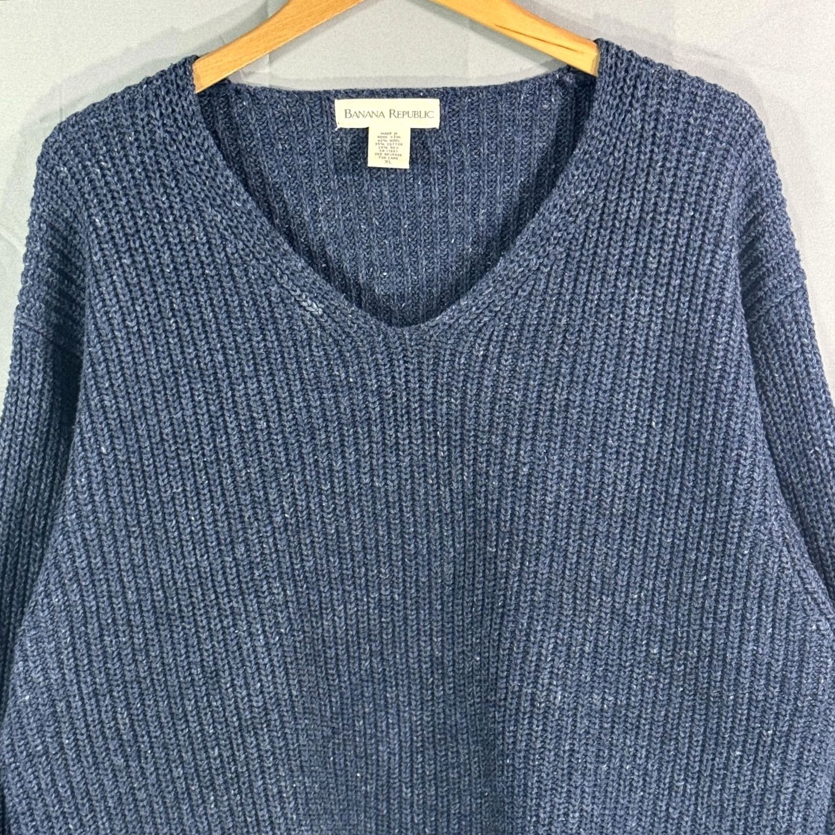 Banana Republic VINTAGE Banana Republic Sweater Mens XL Wool Rib Knit Pullover Classic Crewneck Casual Blue Size US XL / EU 56 / 4 - 3 Thumbnail