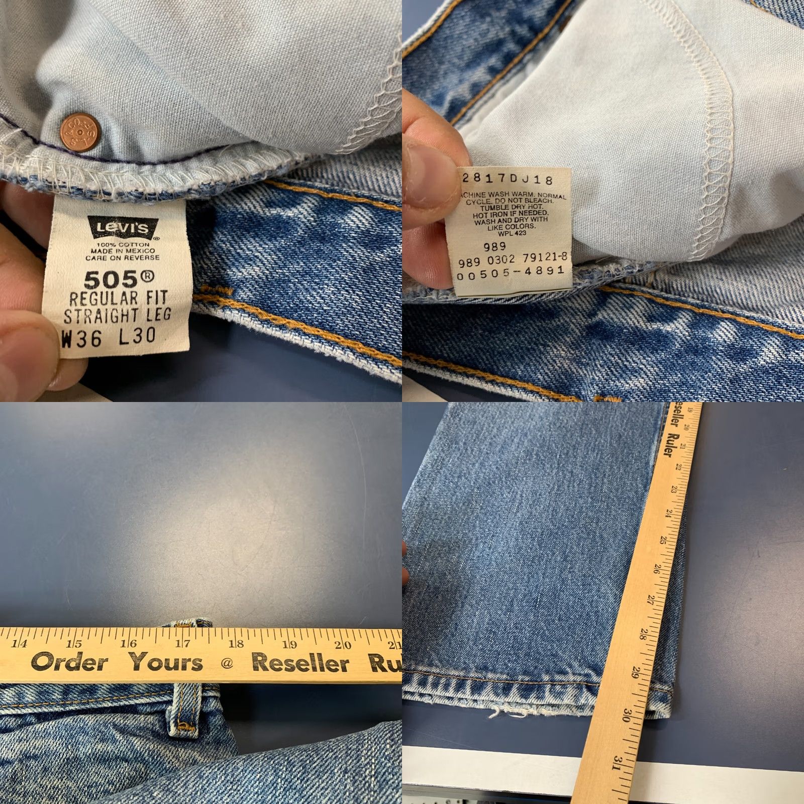 Levi's VINTAGE Levi's 505 Jeans Mens 34x30 Straight Regular Blue Denim 34x30 Inseam 30in Levis 500 Series Size US 34 / EU 50 - 9 Thumbnail