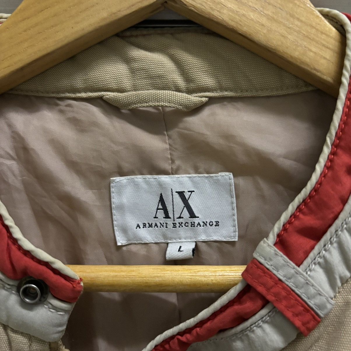 Armani Exchange × Vintage Vintage Armani Exchange Racing Stripe Jacket Beige/Red Size US L / EU 52-54 / 3 - 4 Thumbnail